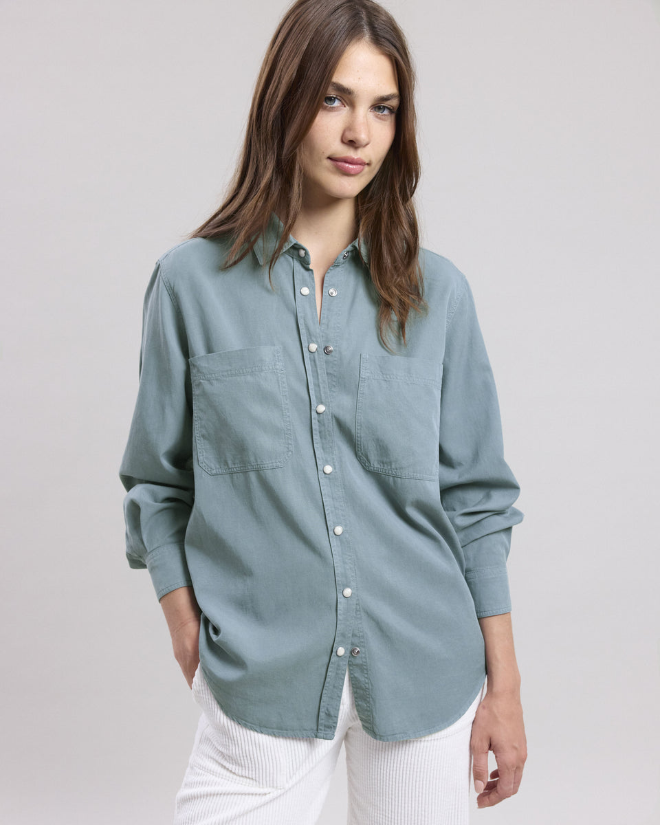 Chandler Women's blue cotton twill Shirt - Image alternative