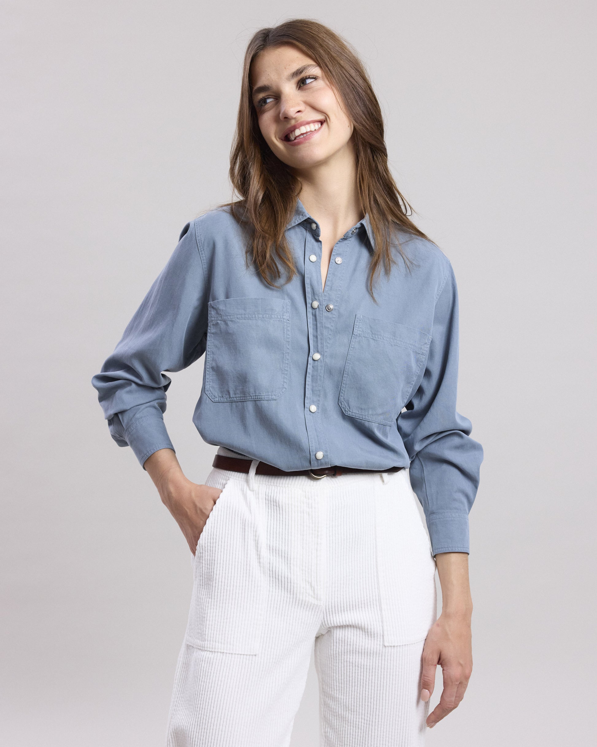 Chemise Femme en gabardine de coton Bleu Chandler BCCD604-32