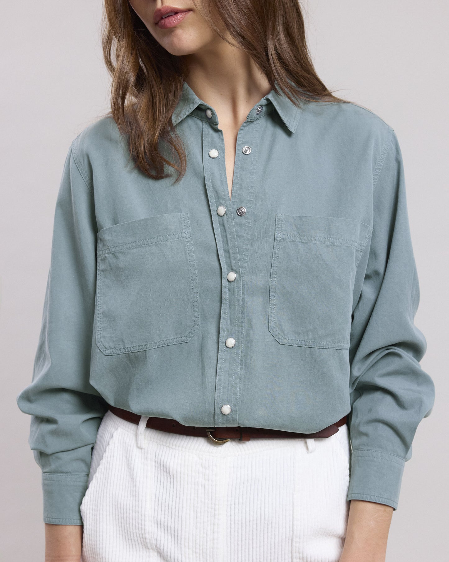 Chemise Femme en gabardine de coton Bleu Chandler