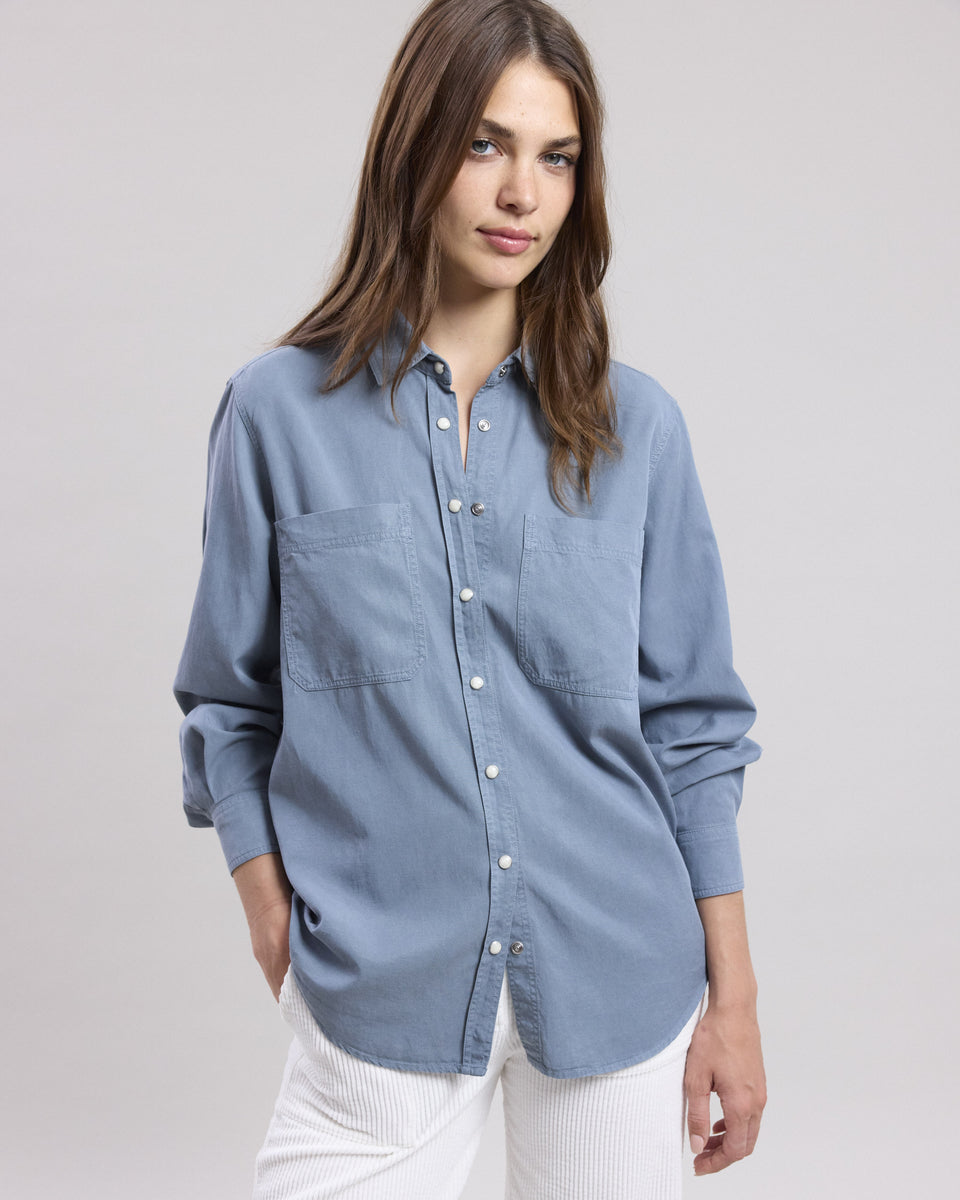 Chandler Women's blue cotton twill Shirt - Image principale