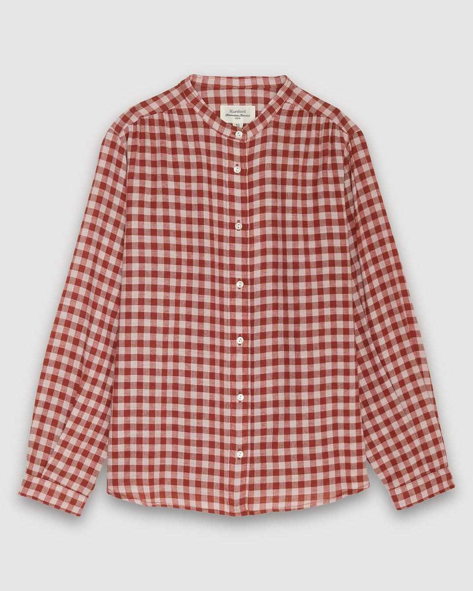 Coda Girls' brick & pink wool blend plaid Shirt - Image alternative