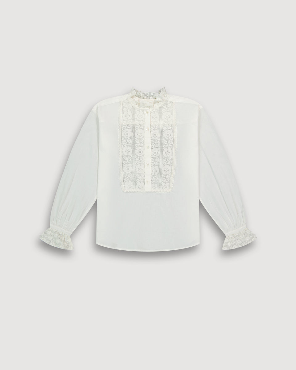 Clem Girl's Off-White cotton veil Shirt - Image principale