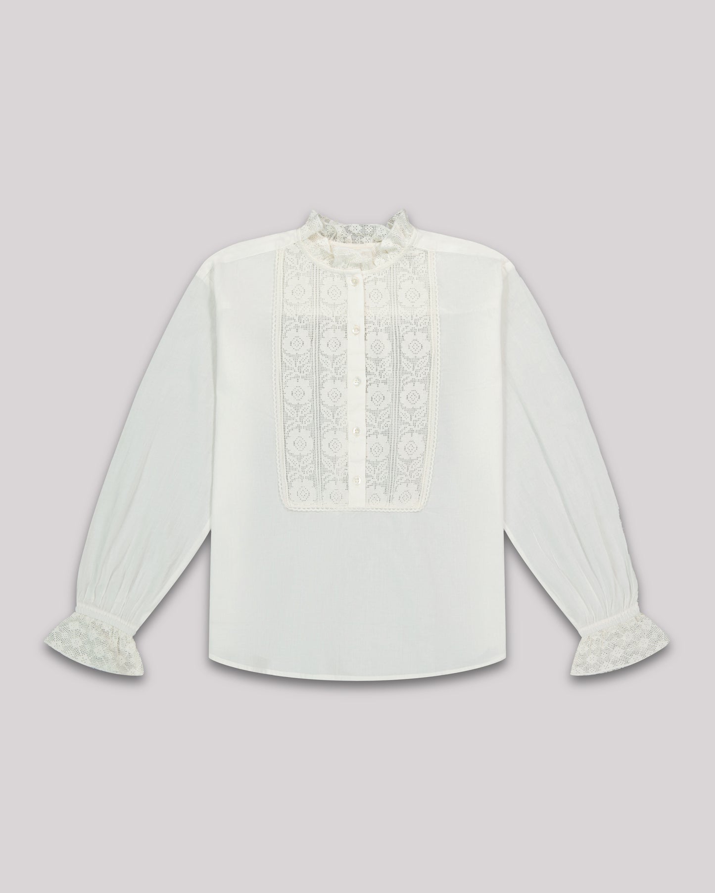 Clem Girl's Off-White cotton veil Shirt