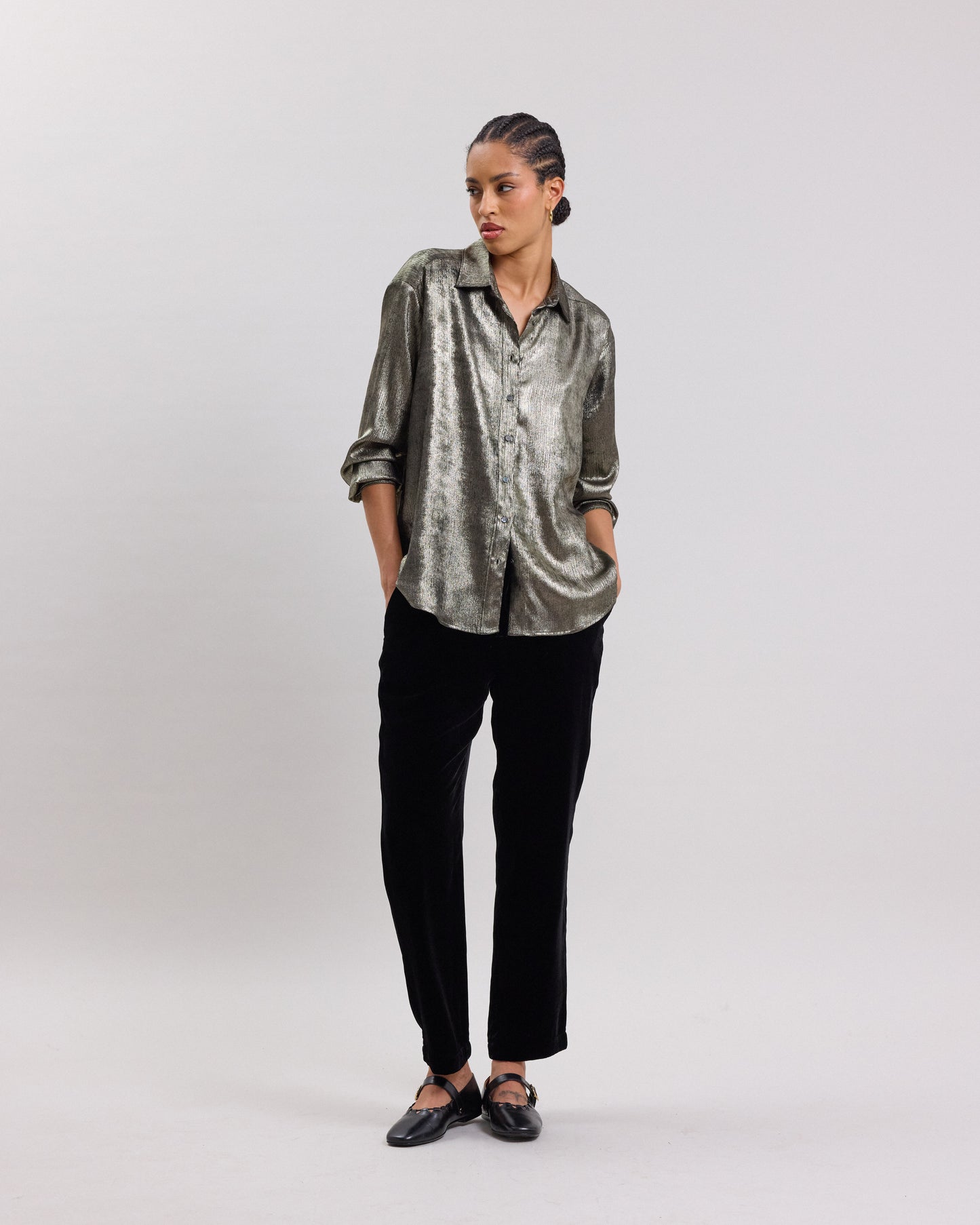 Cinema Women's gold lamé shirt