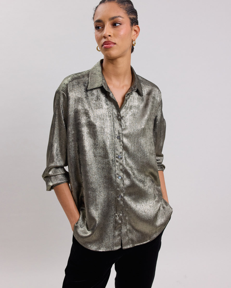 Cinema Women's gold lamé shirt - Image principale