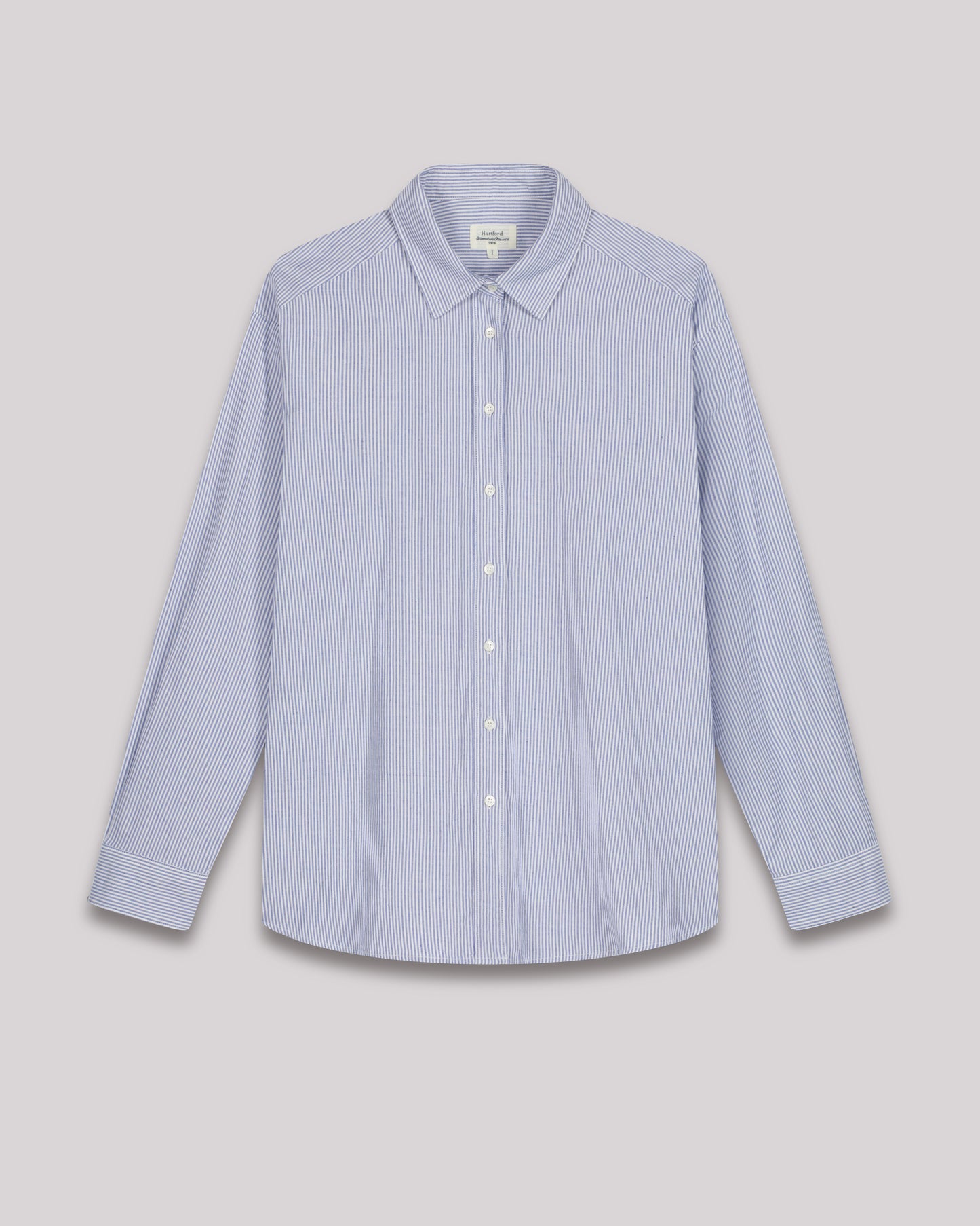 Chemise Femme en gabardine de coton à rayures Bleu & Blanc Cinema BCCE633-01