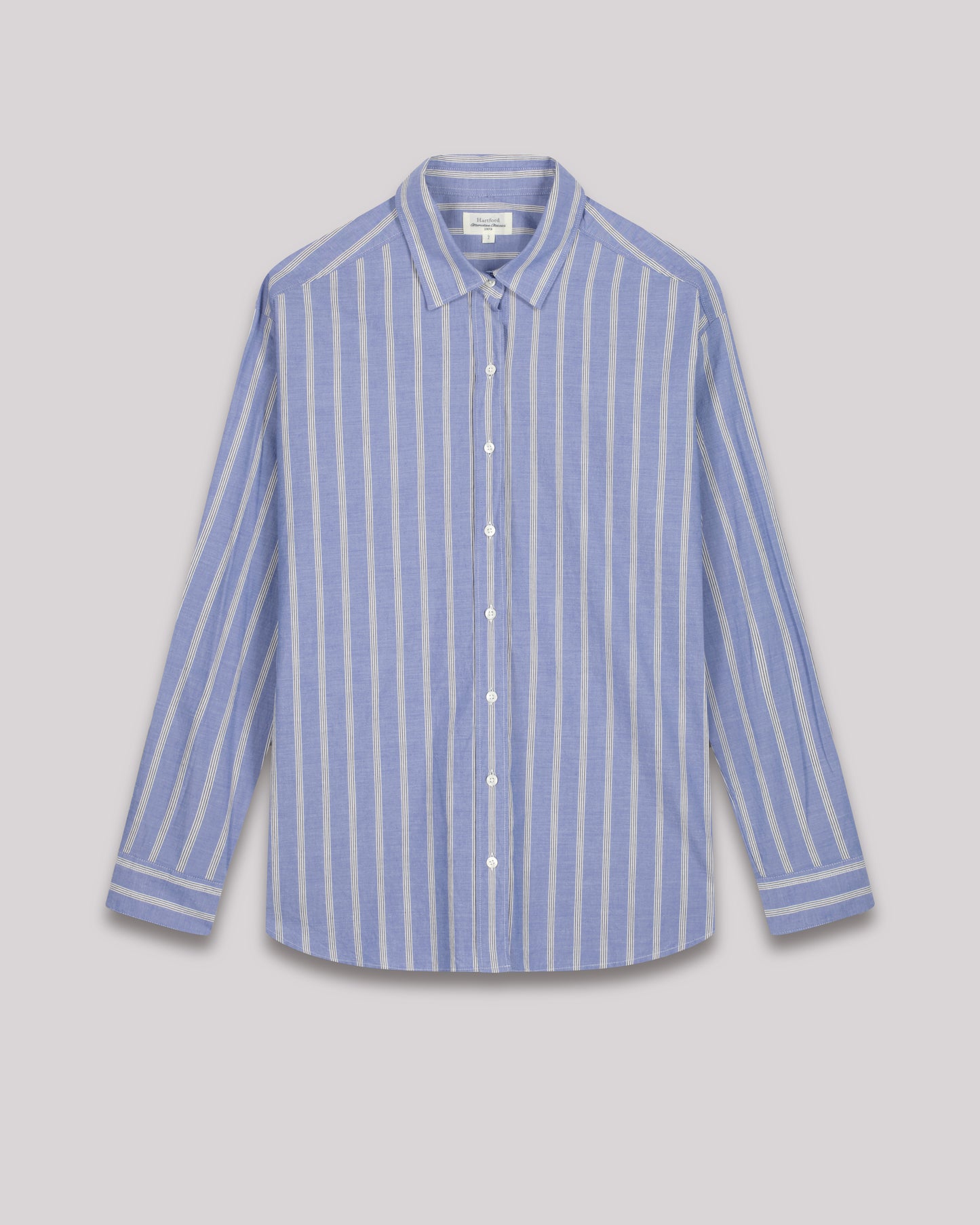 Cinema Women's blue striped cotton poplin Shirt