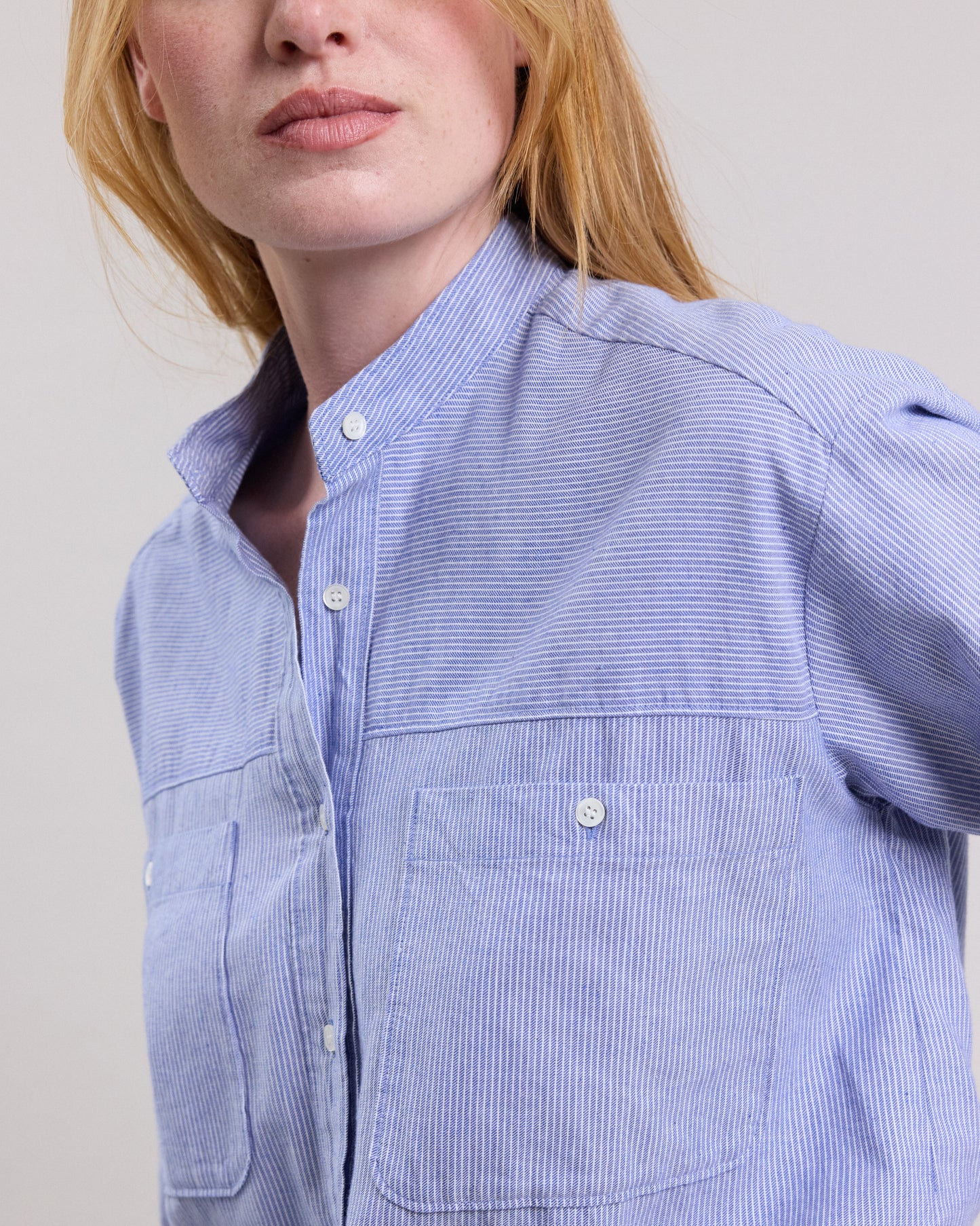 Cloud Women's blue striped cotton Shirt