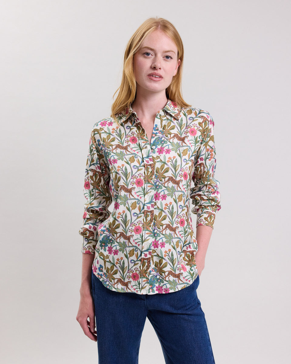 Coraz Women's off-white jungle print viscose Shirt - Image alternative