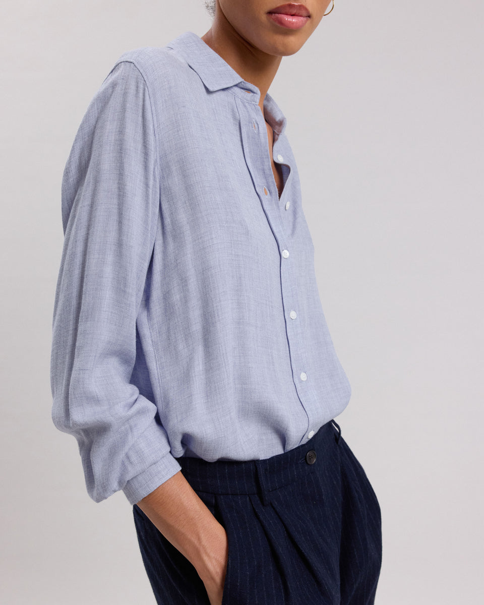 Camicia da donna in misto lana blu melange Coraz - Image 3