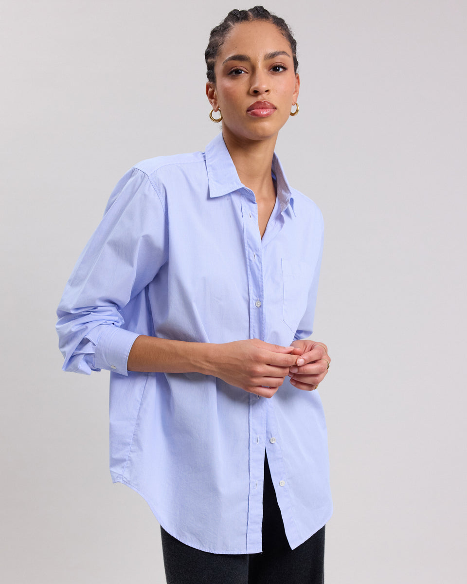 Cover Women's blue striped cotton poplin Shirt - Image principale