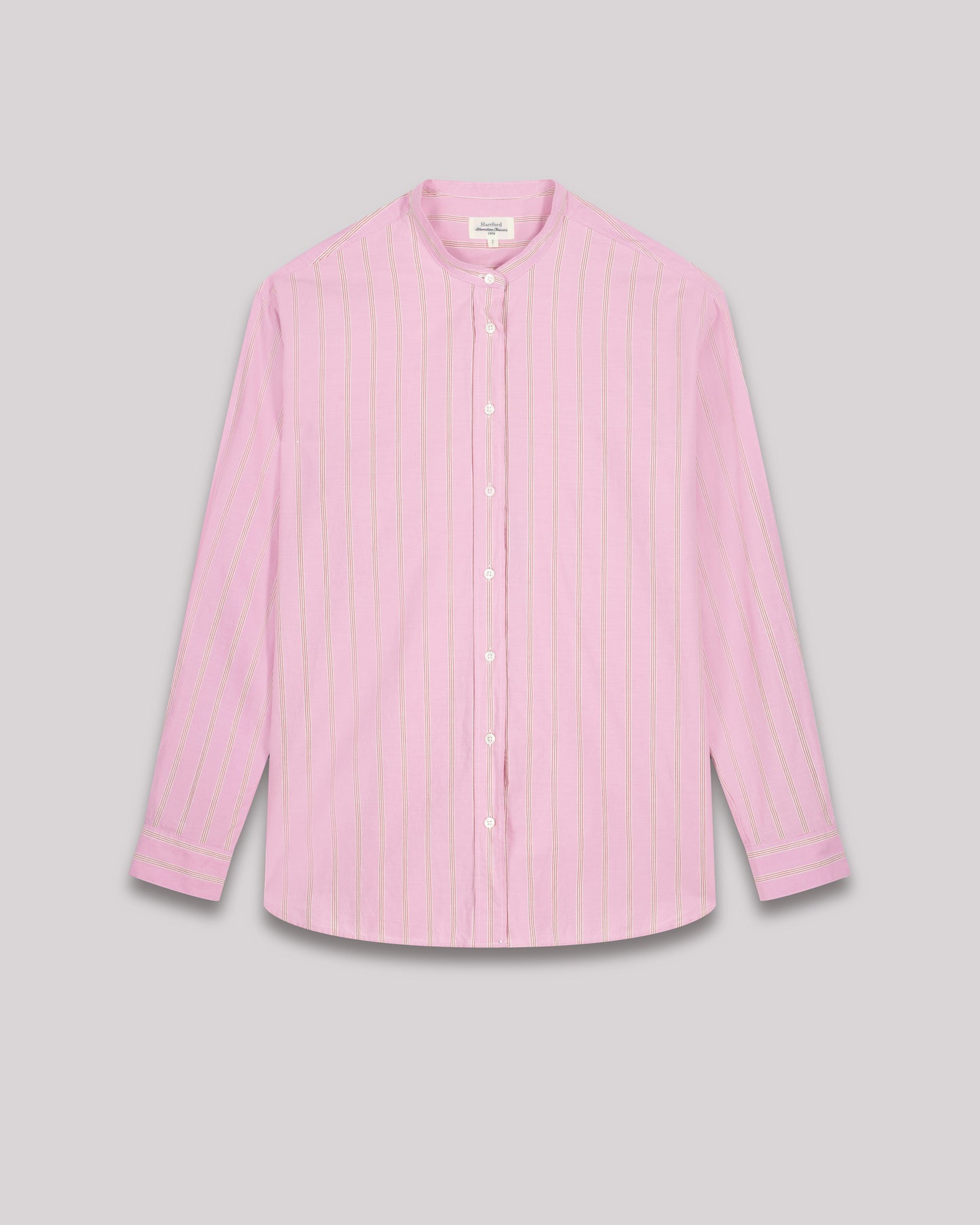 Chemise Femme en popeline de coton à rayures Rose Cristal