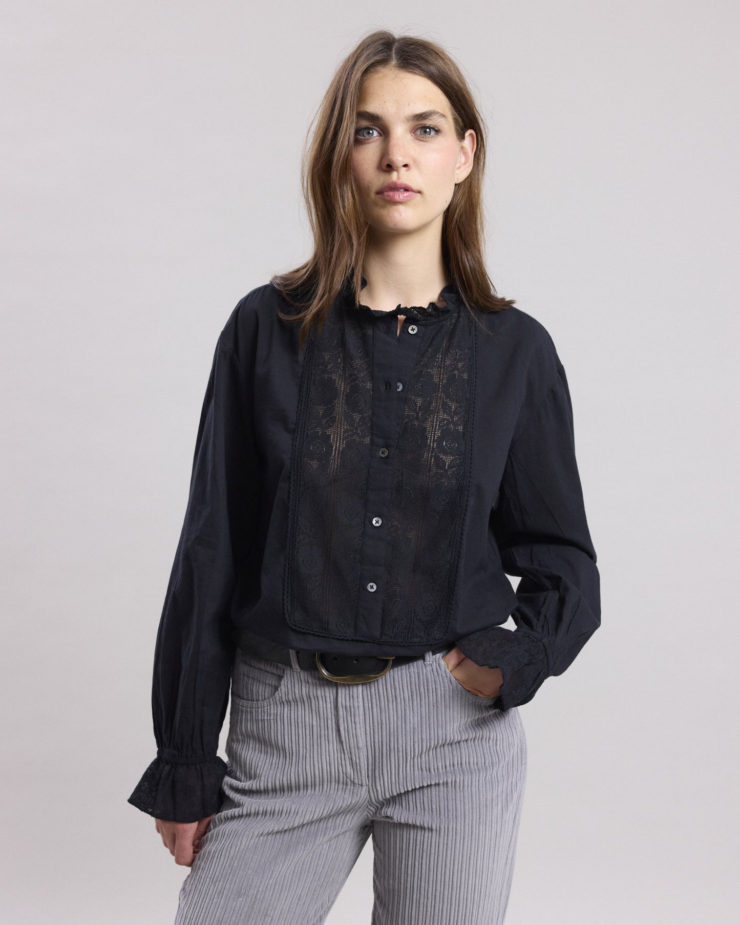 Clem Women's Black cotton veil Shirt