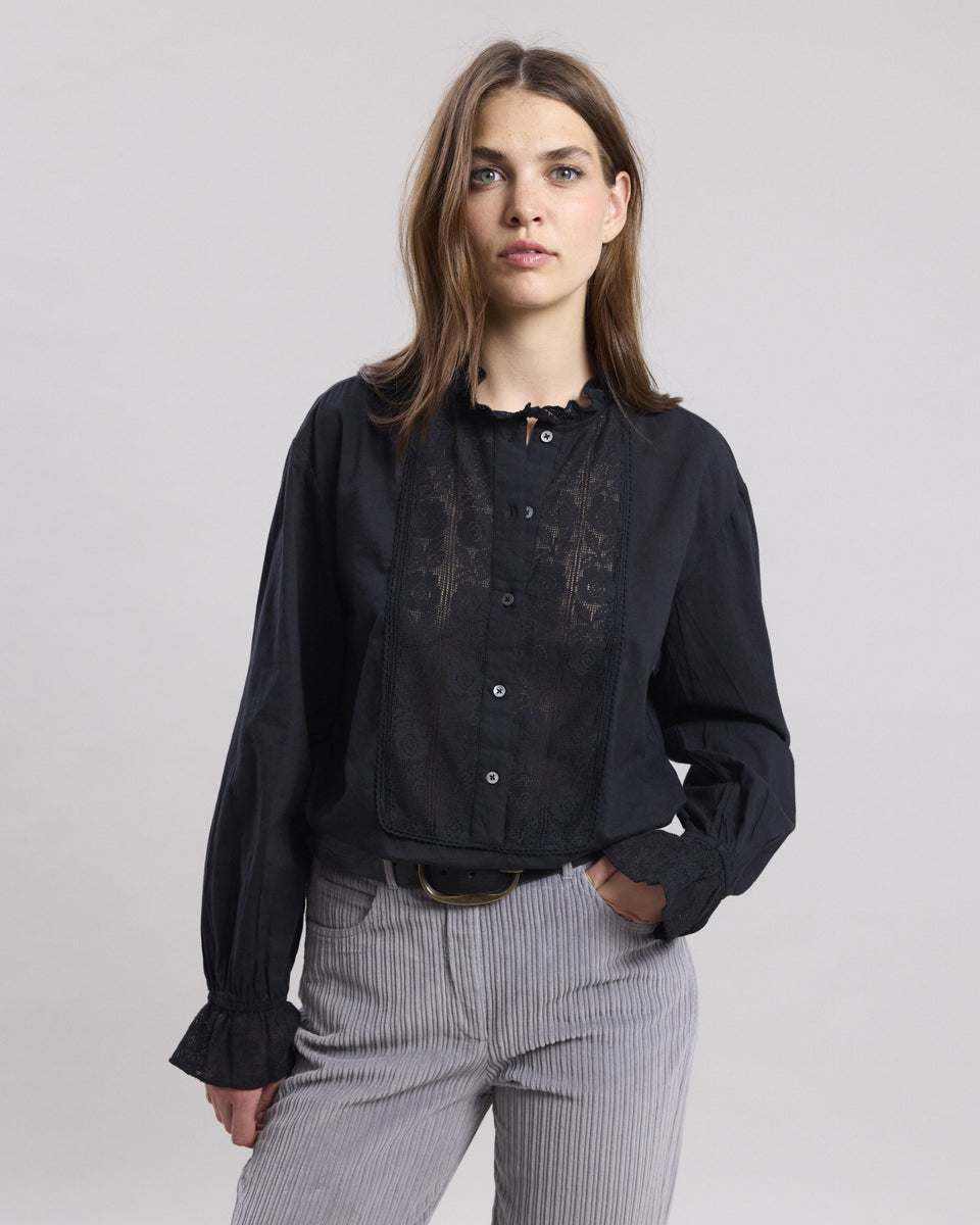 Clem Women's Black cotton veil Shirt - Image alternative