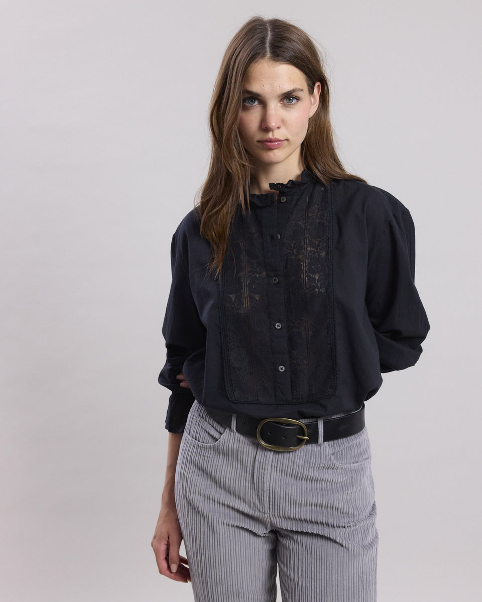 Chemise Femme en voile de coton Noir Clem - Image alternative