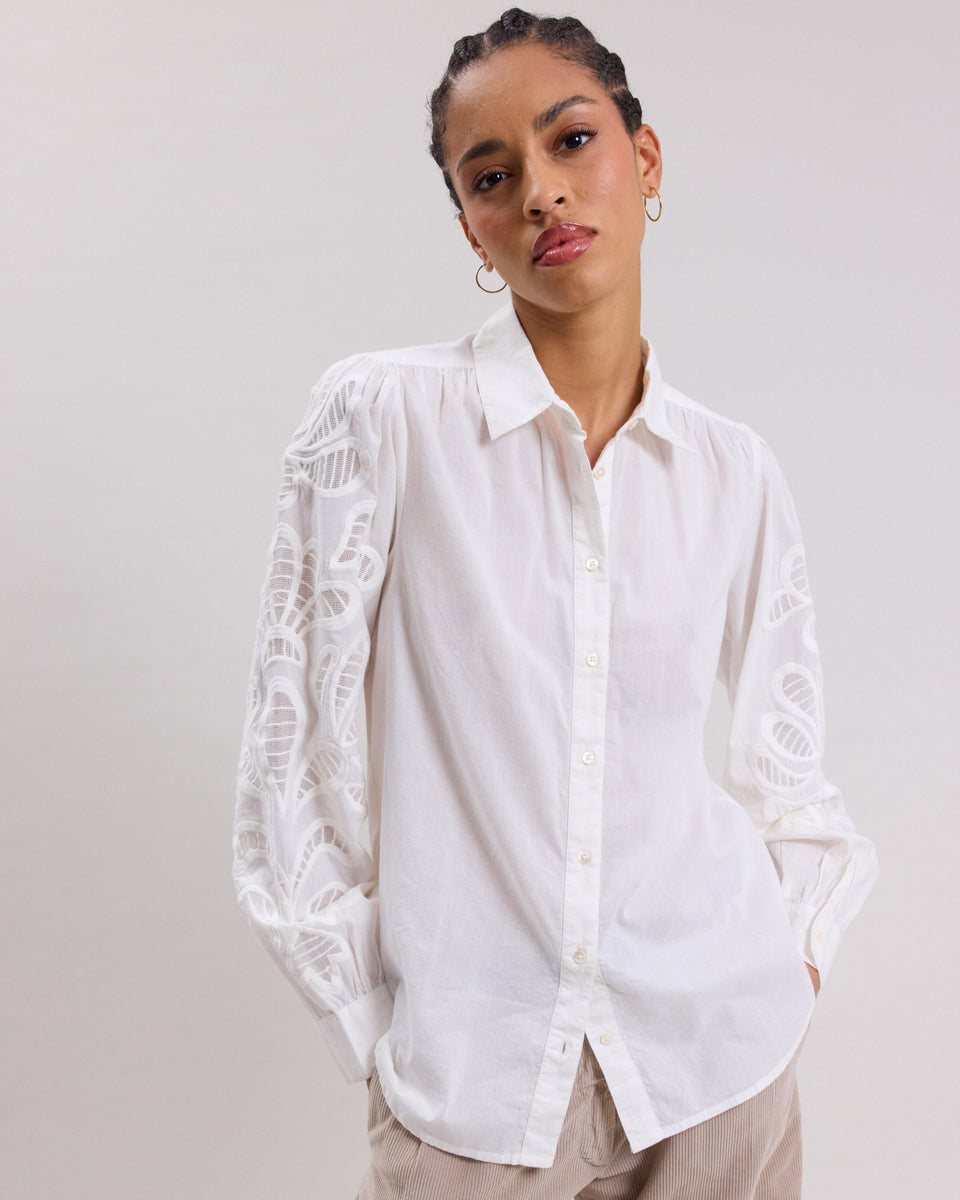 Cherry Women's Off-White cotton veil Shirt - Image alternative