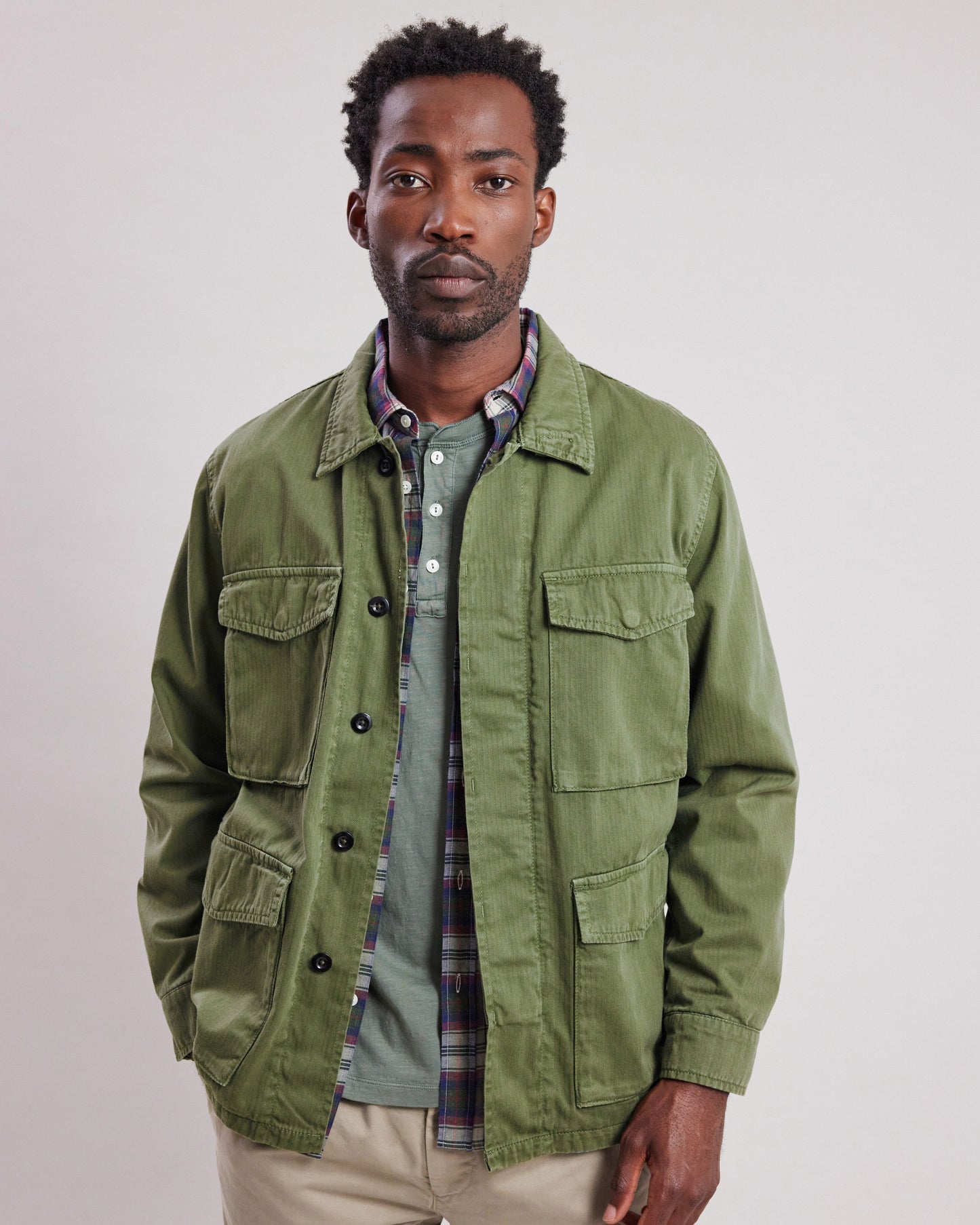 Jared Men's Military Green herringbone cotton Jacket