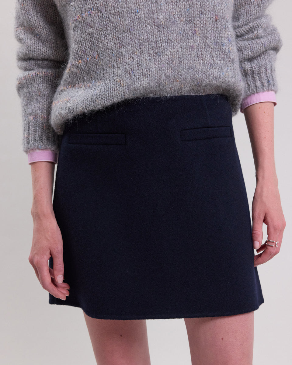 Joba Women's Navy Blue double face Wool Skirt - Image alternative