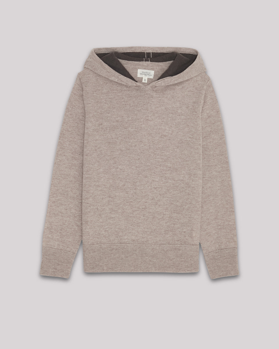 Boy's Beige wool & cashmere Hoody Sweater - Image principale