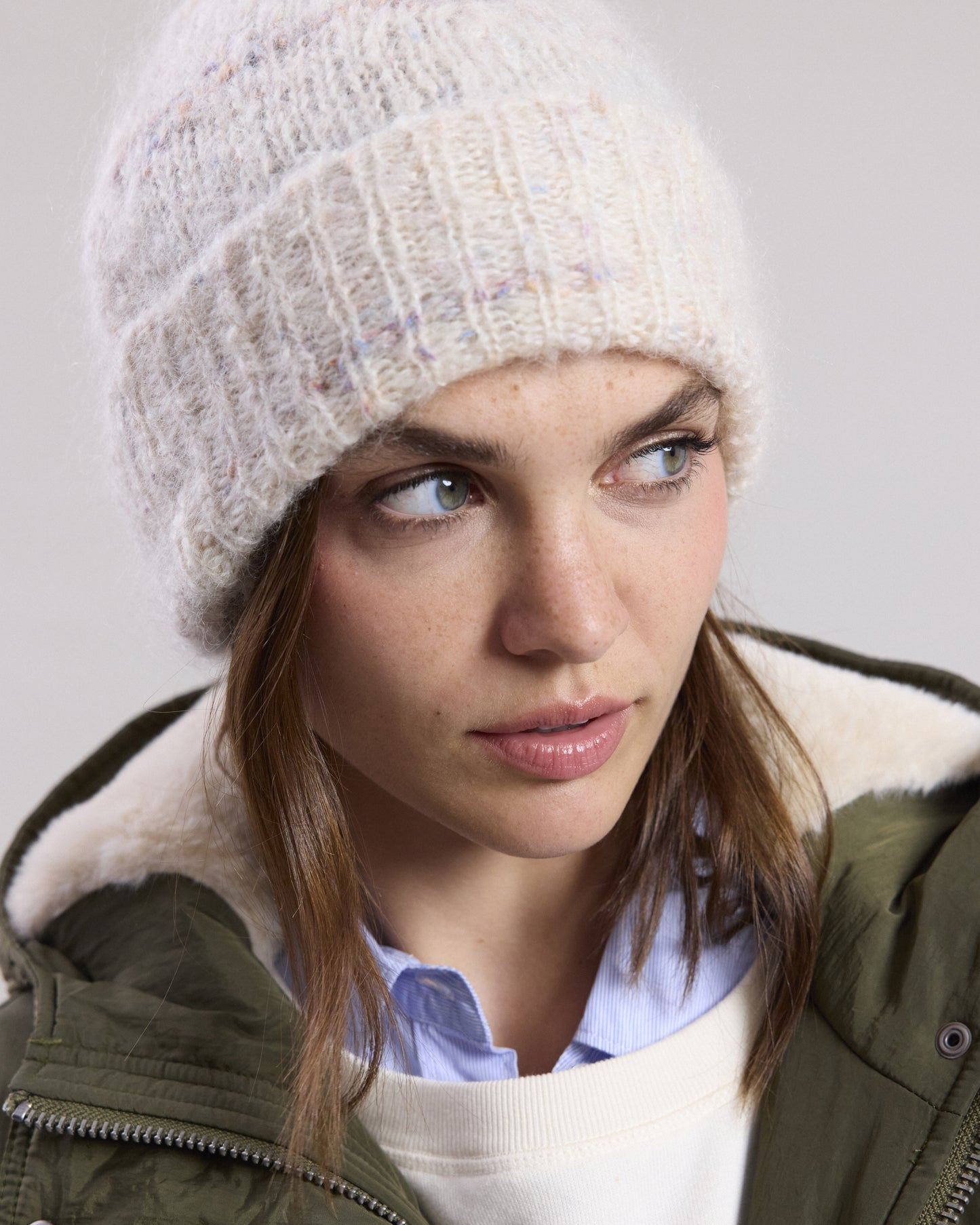 Meon Women's Off-White mohair blend Beanie