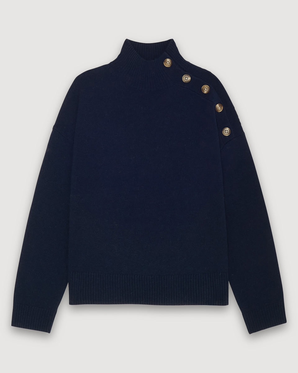 Myxini Girl's Navy Blue merino wool & cashmere Sweater - Image principale