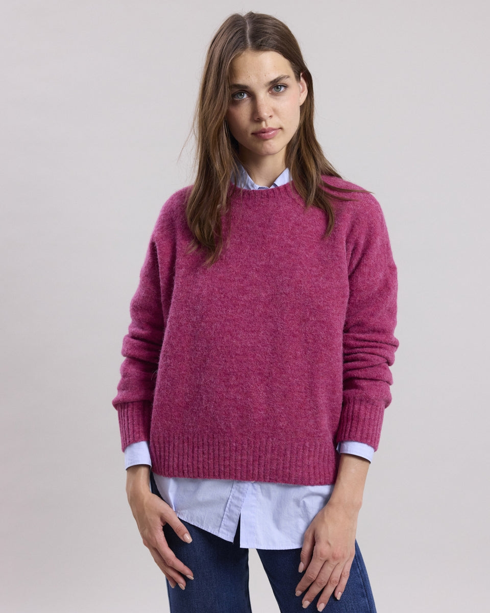 Pull Femme en alpaga & laine mérinos Framboise chiné Matrix - Image principale