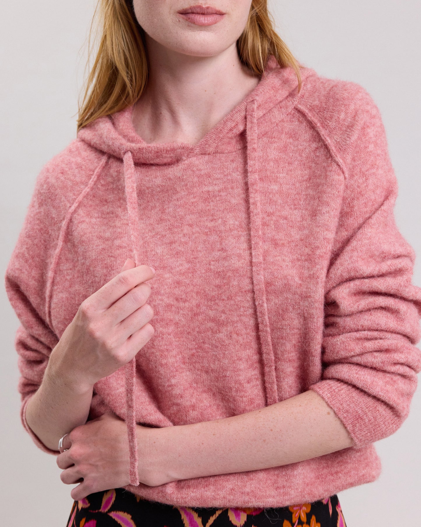 Pull Femme en alpaga & laine mérinos Rose chiné Macle Hoody