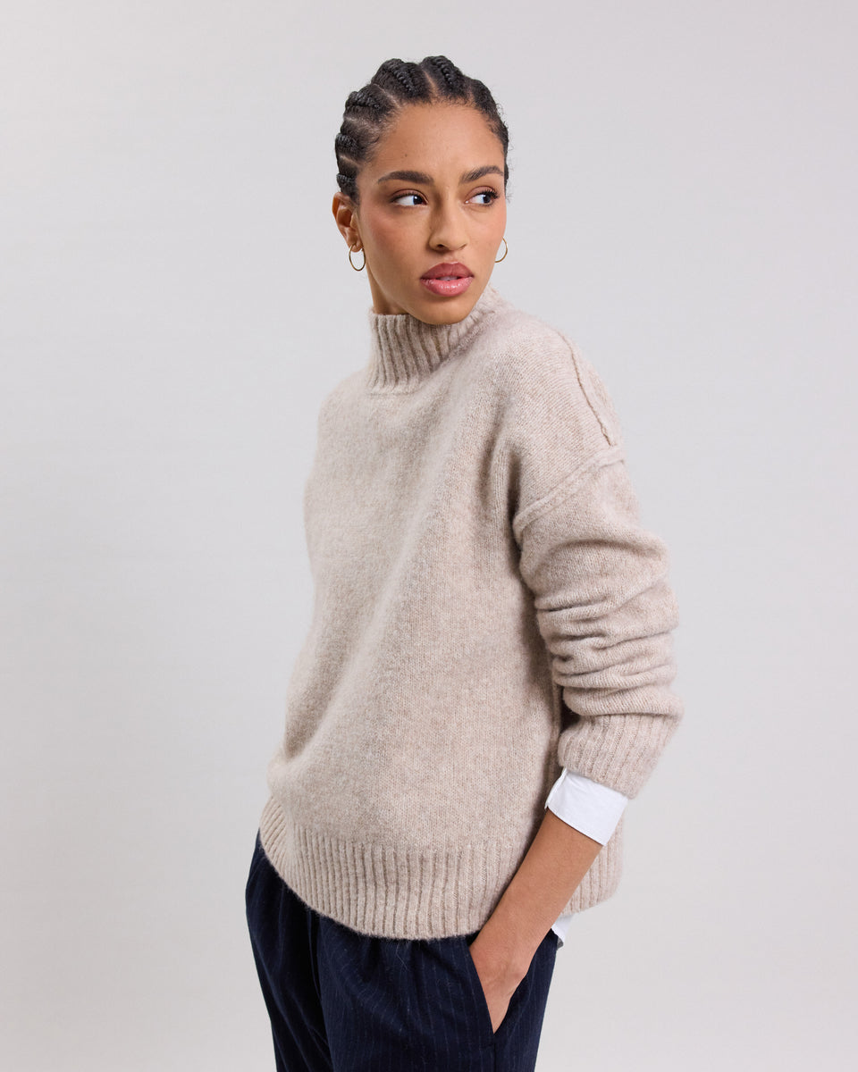 Pull Femme en yak & alpaga Beige Mythe - Image principale