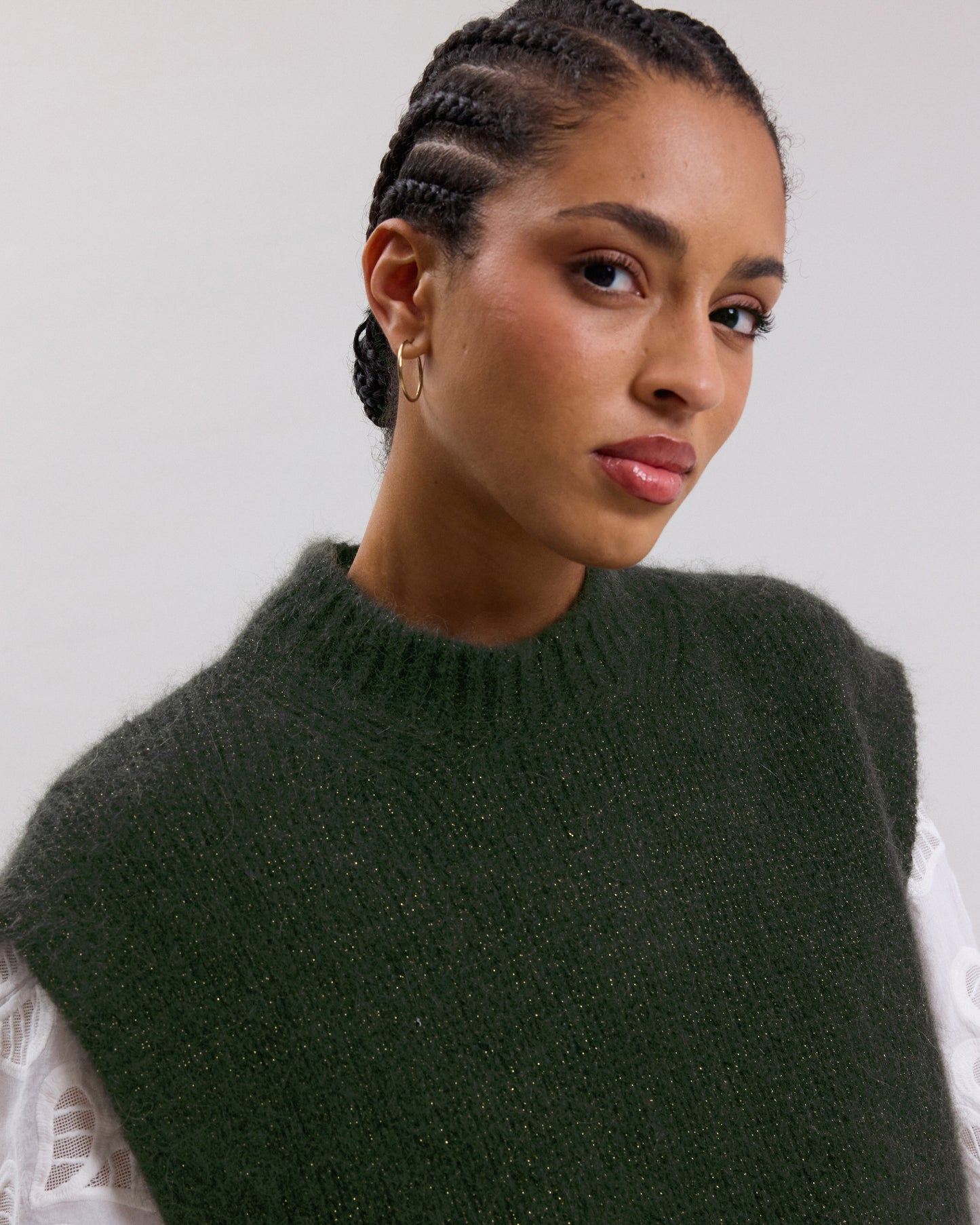 Maori Women's Military Green & Gold alpaca blend and lurex Sweater