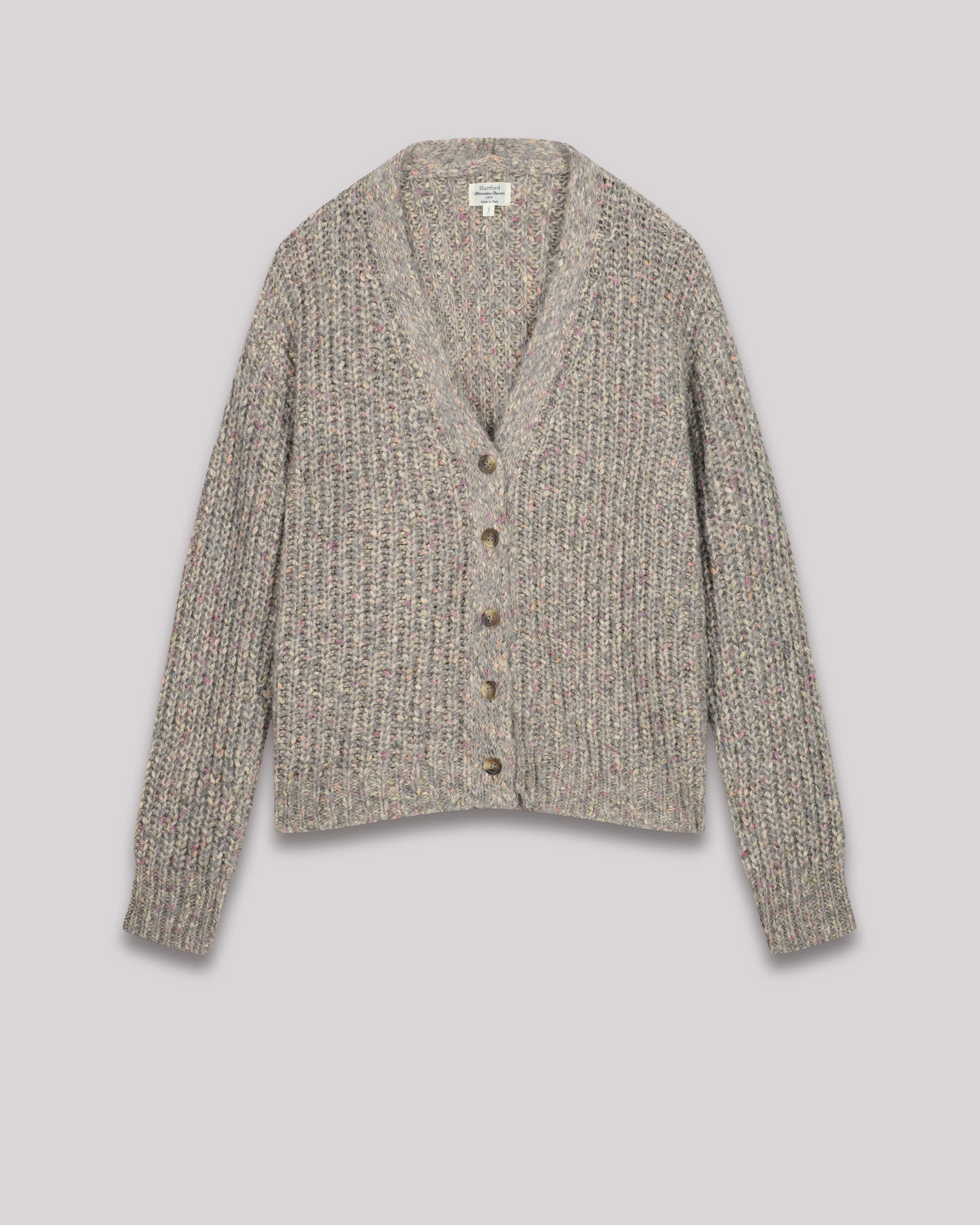 Cardigan Femme en coton & alpaga mélangé Gris Chiné Monia