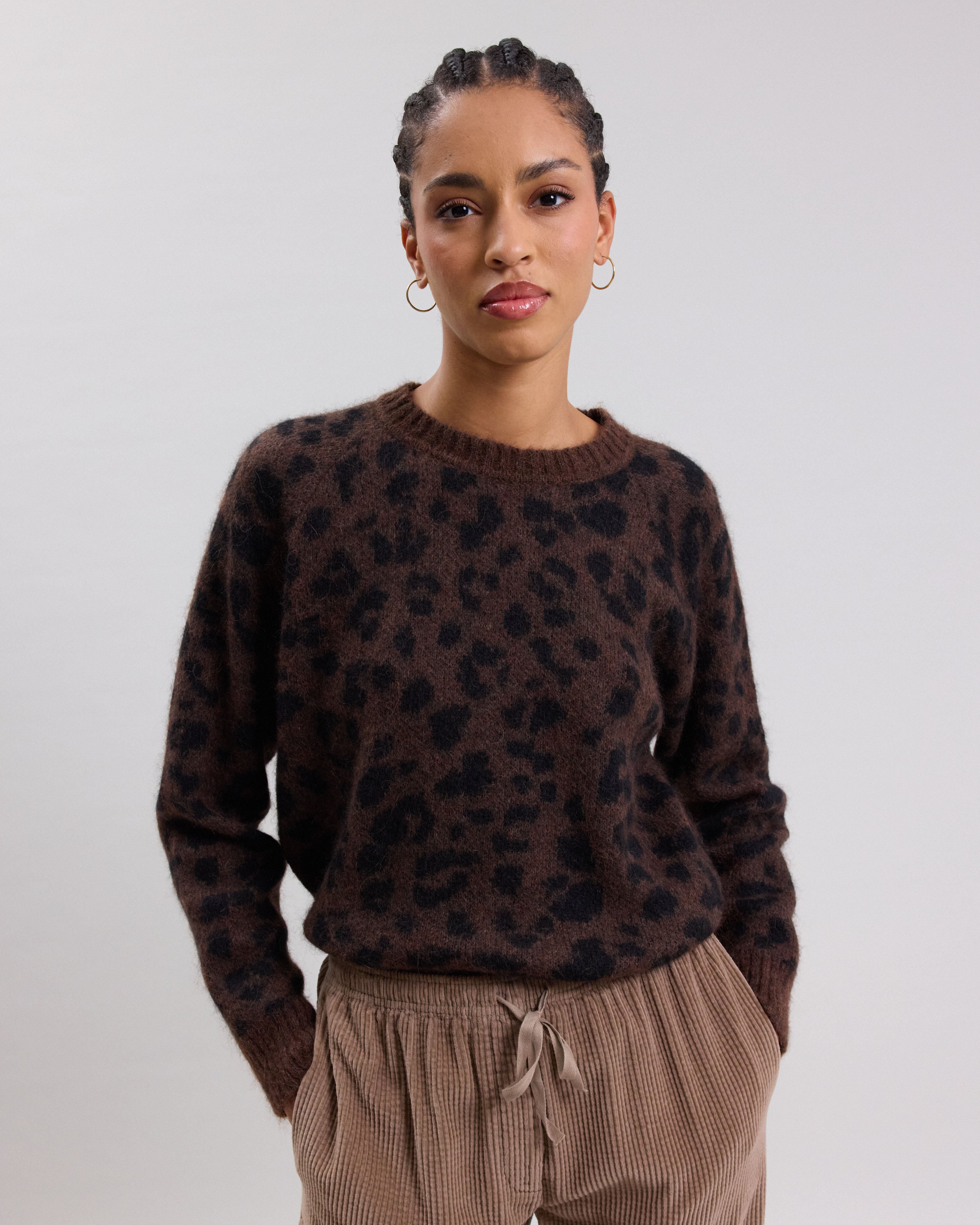 Rails Lana Spotted Hazel leopard print wool alpaca popular blend crewneck sweater M