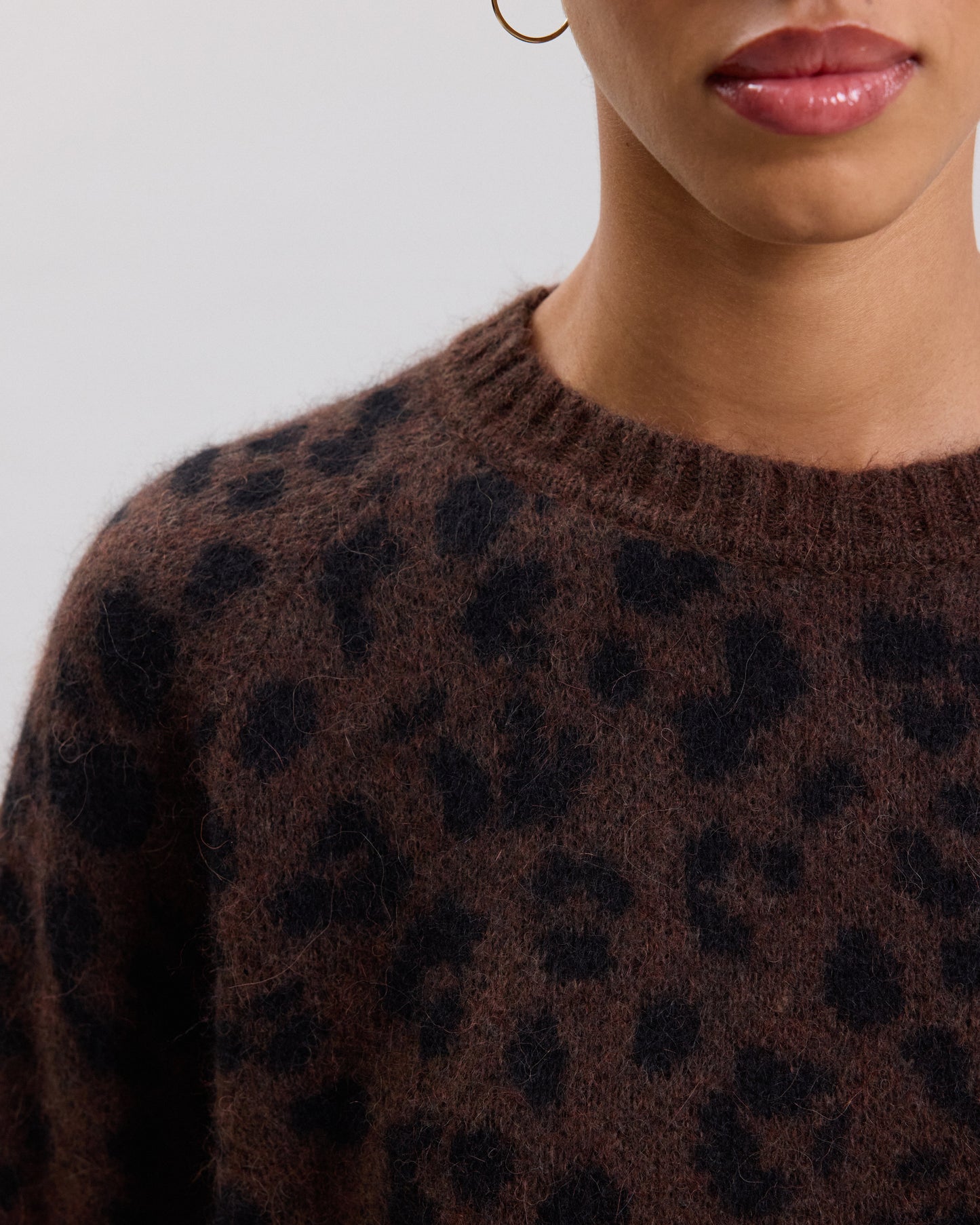 Madoua Women's leopard print blend alpaca Sweater