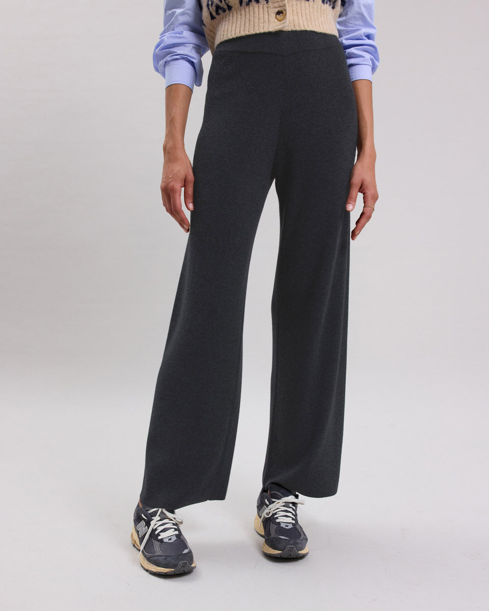 Pantalon Femme en viscose et laine mérinos mélangées Gris anthracite Meano - Image alternative