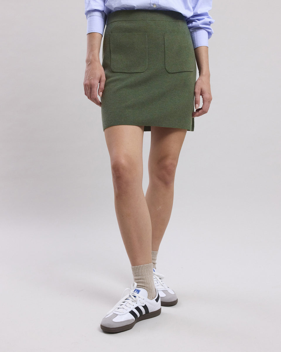 Messina Women's Military Green merino wool blend Skirt - Image alternative