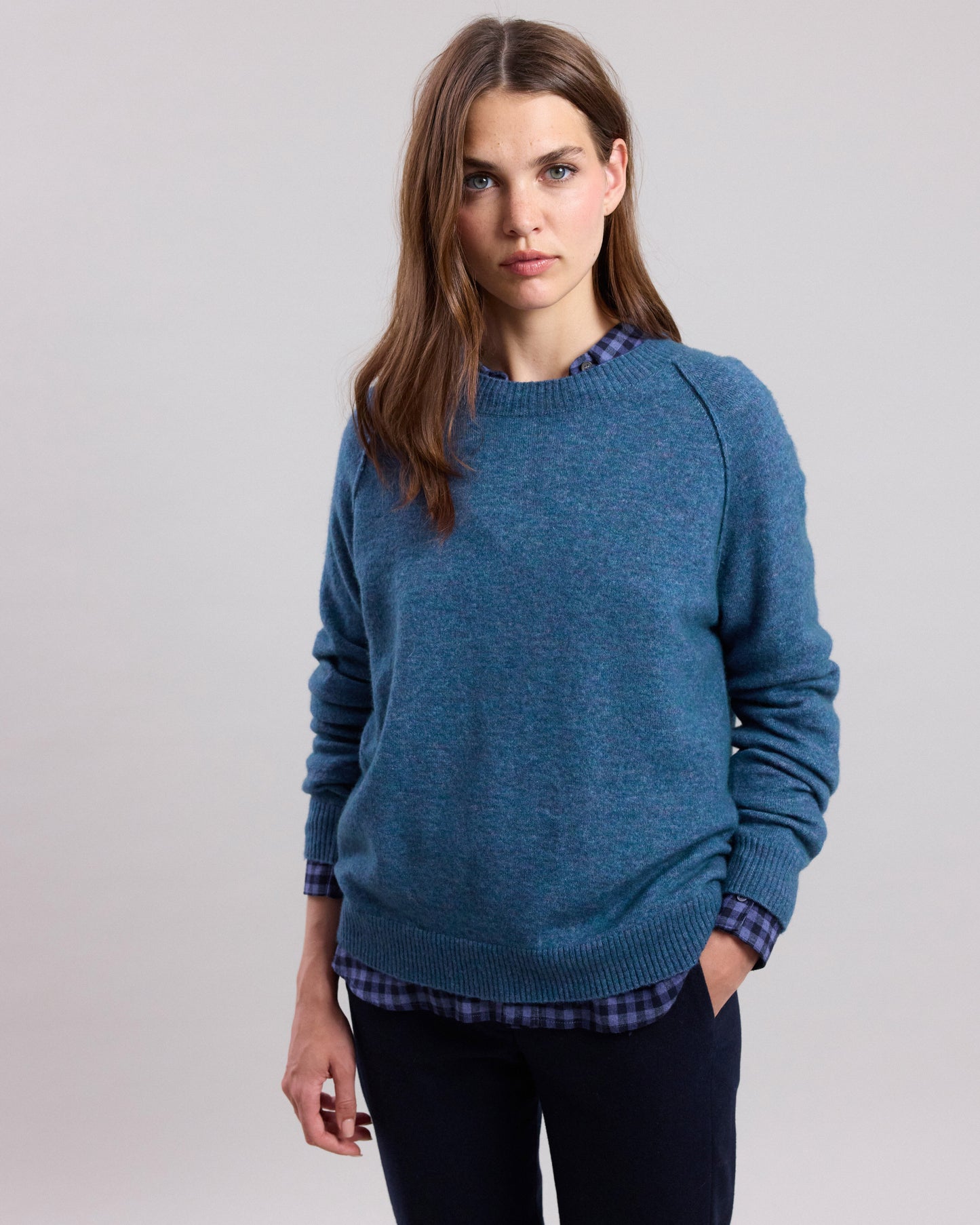 Pull Femme en laine et cachemire Bleu Polaire Maude BCNP522-02