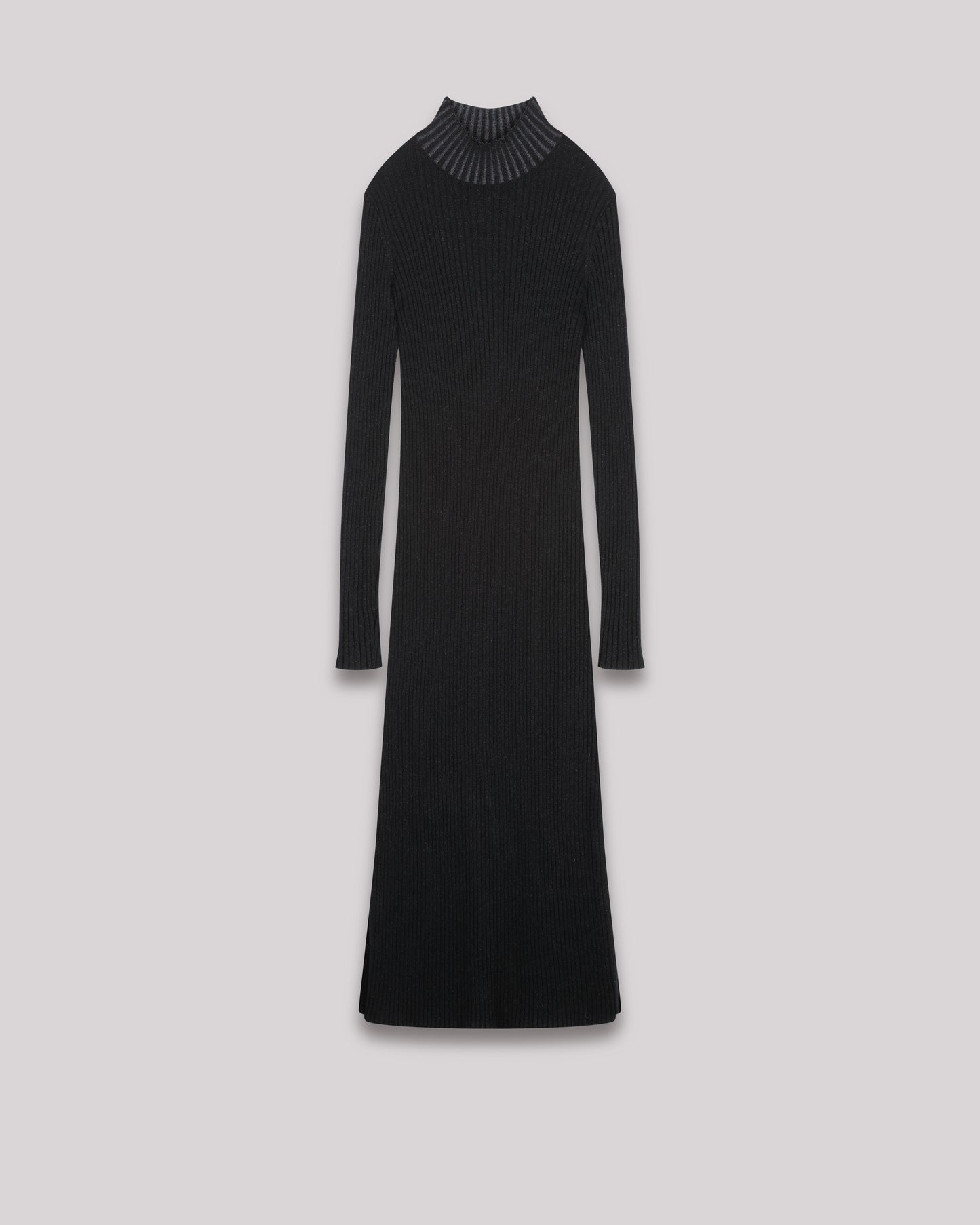 Robe Femme en laine et cachemire Noir & Lurex argenté Maous