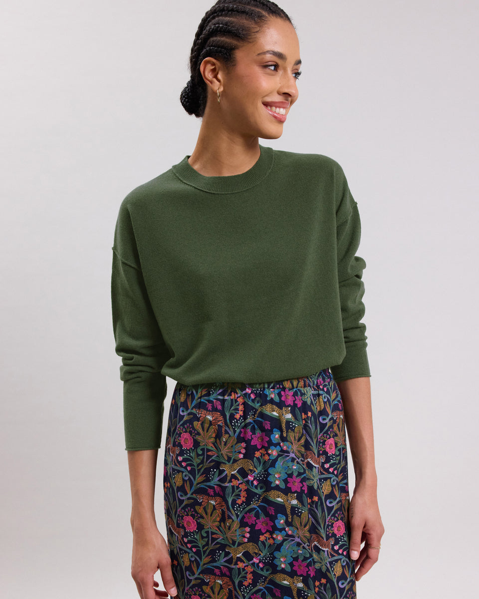 Madel Women's Military Green merino wool & cashmere Sweater - Image principale