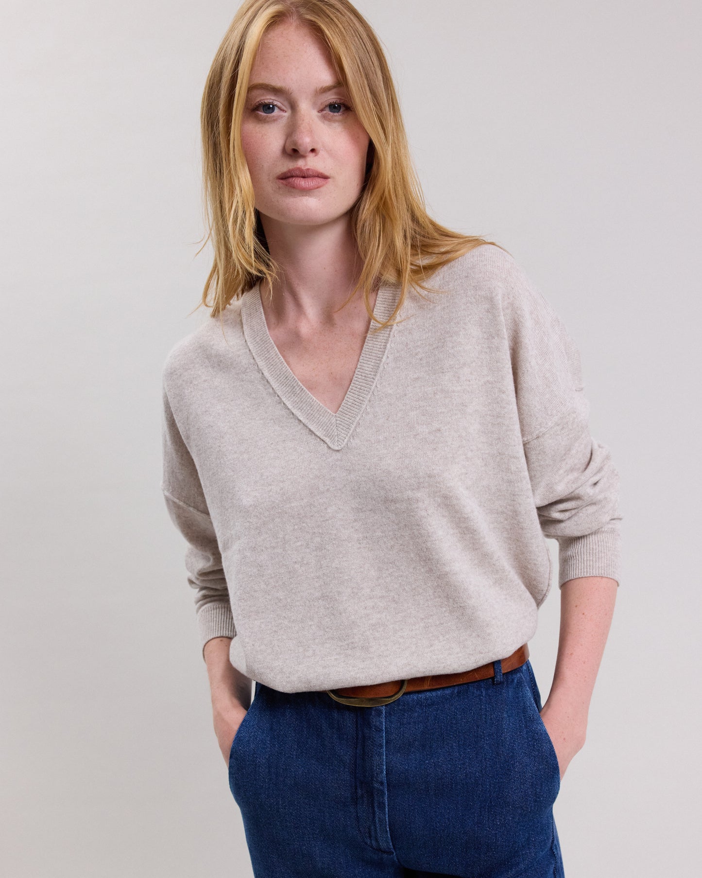 Pull Femme en laine mérinos & cachemire Beige Miju