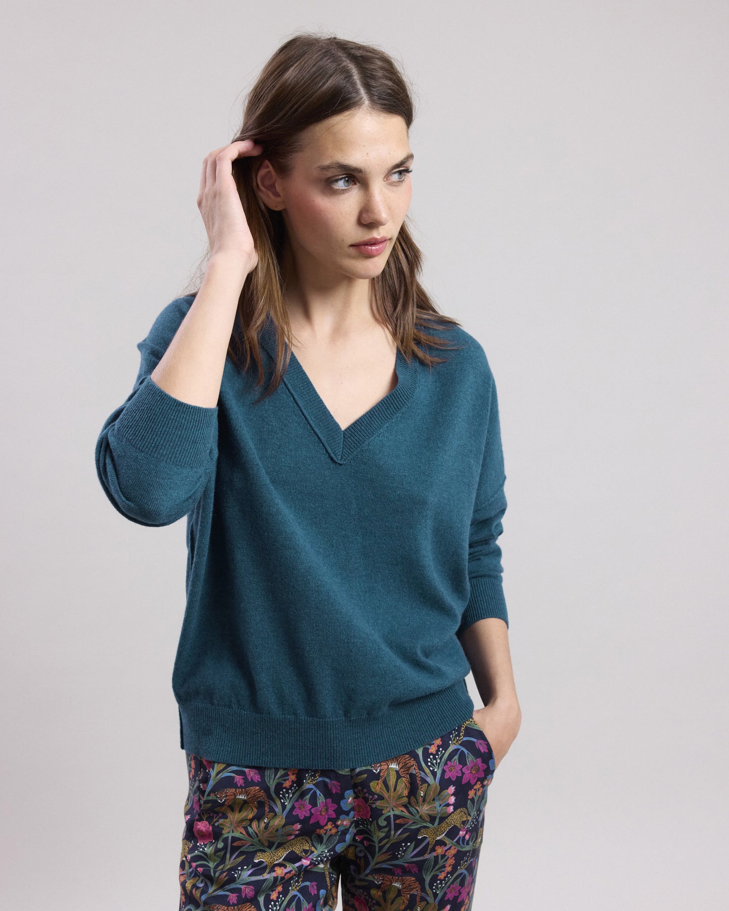 Pull Femme en laine mérinos & cachemire Bleu Polaire Miju