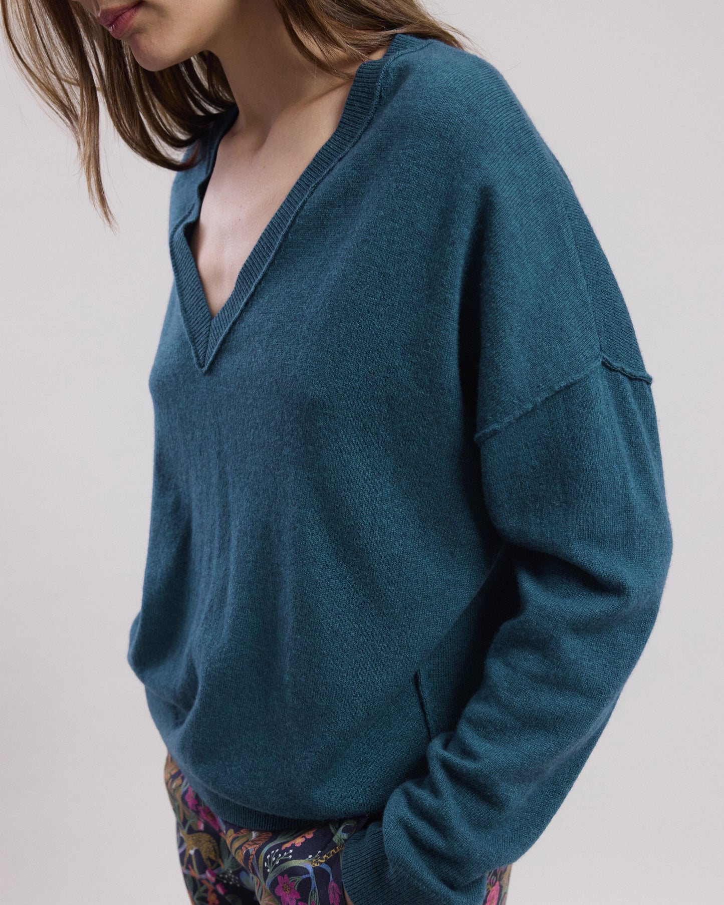 Pull Femme en laine mérinos & cachemire Bleu Polaire Miju