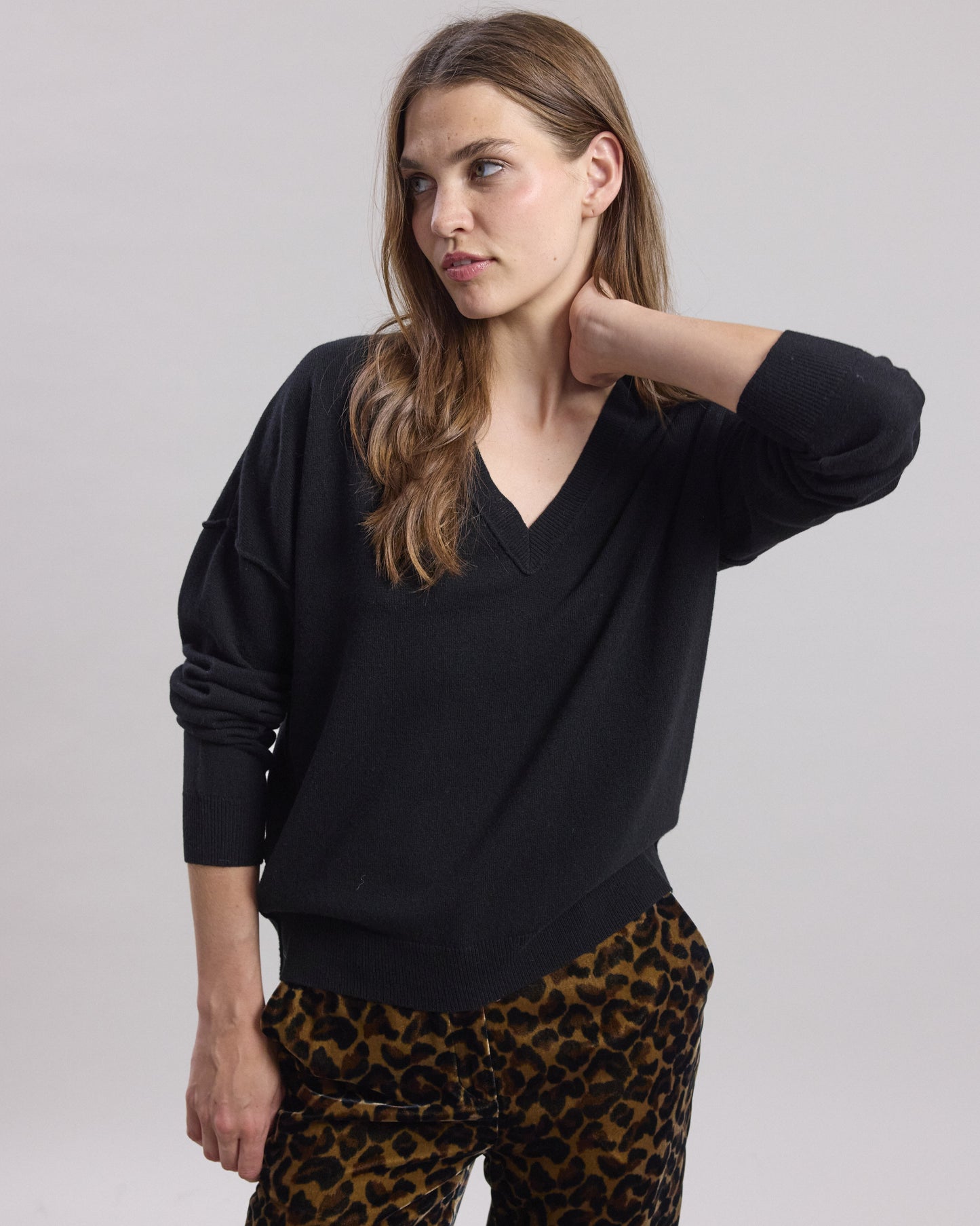 Pull Femme en laine mérinos & cachemire Noir Miju