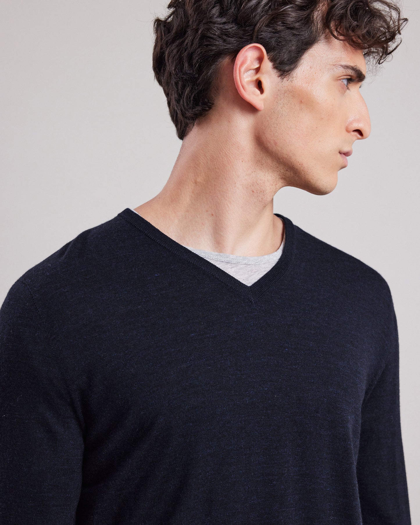 Men's Navy Blue alpaca & merino wool Sweater