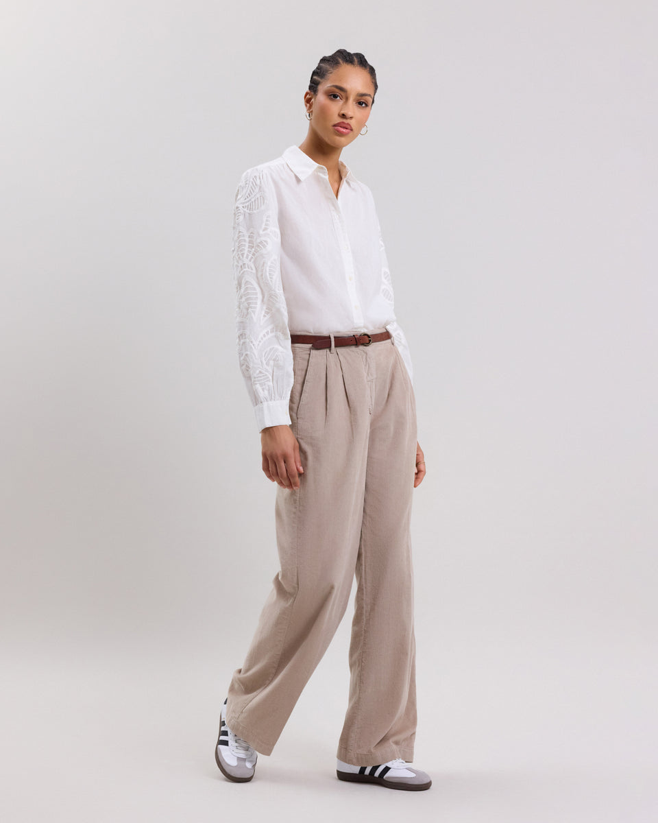 Panache Women's beige corduroy Pants - Image principale