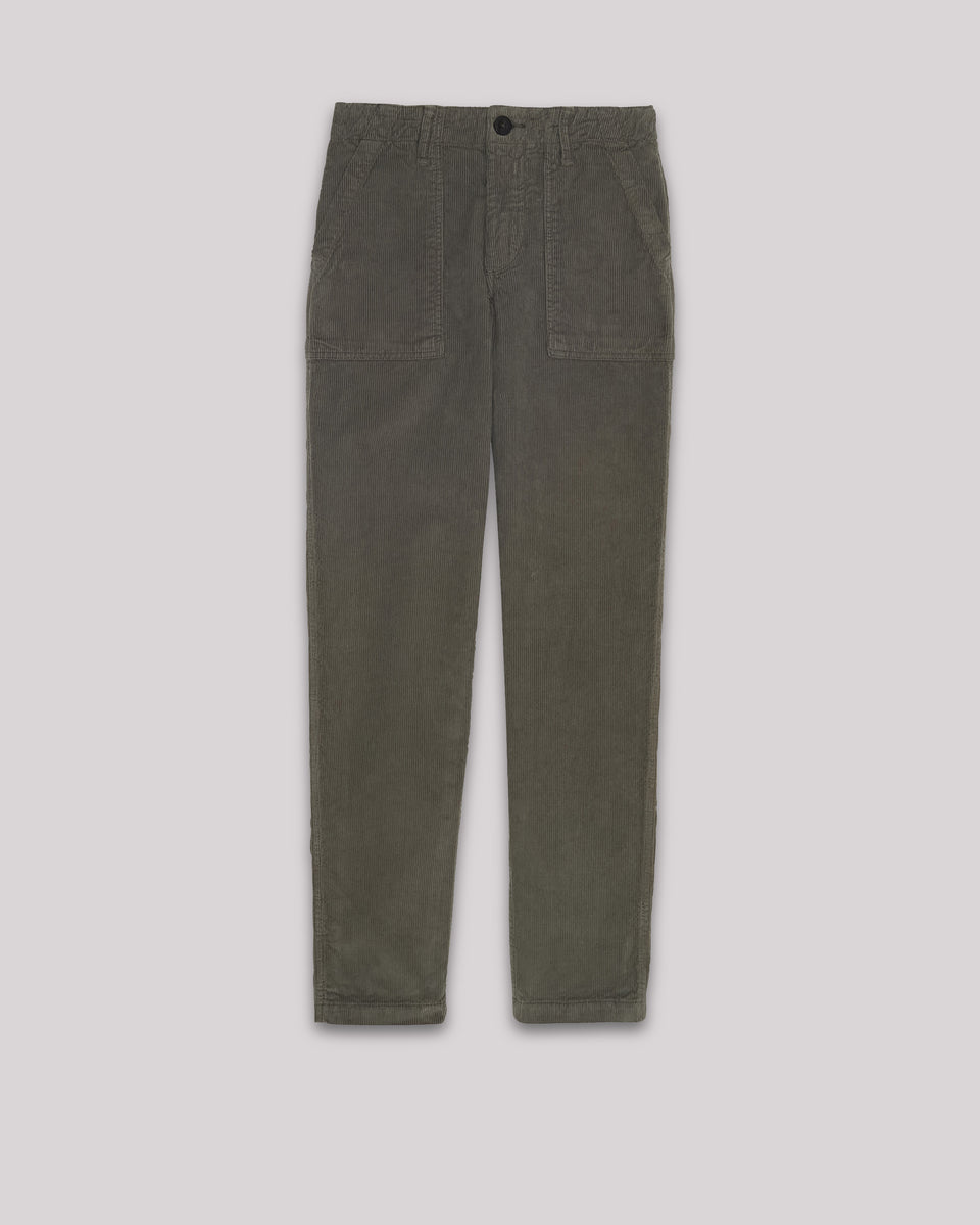 Pantalon Garcon en velours côtelé Olive Fatigue - Image principale