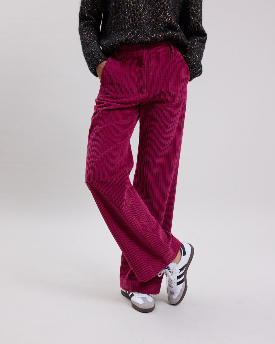 Pandore Women's raspberry corduroy Pants - Image alternative