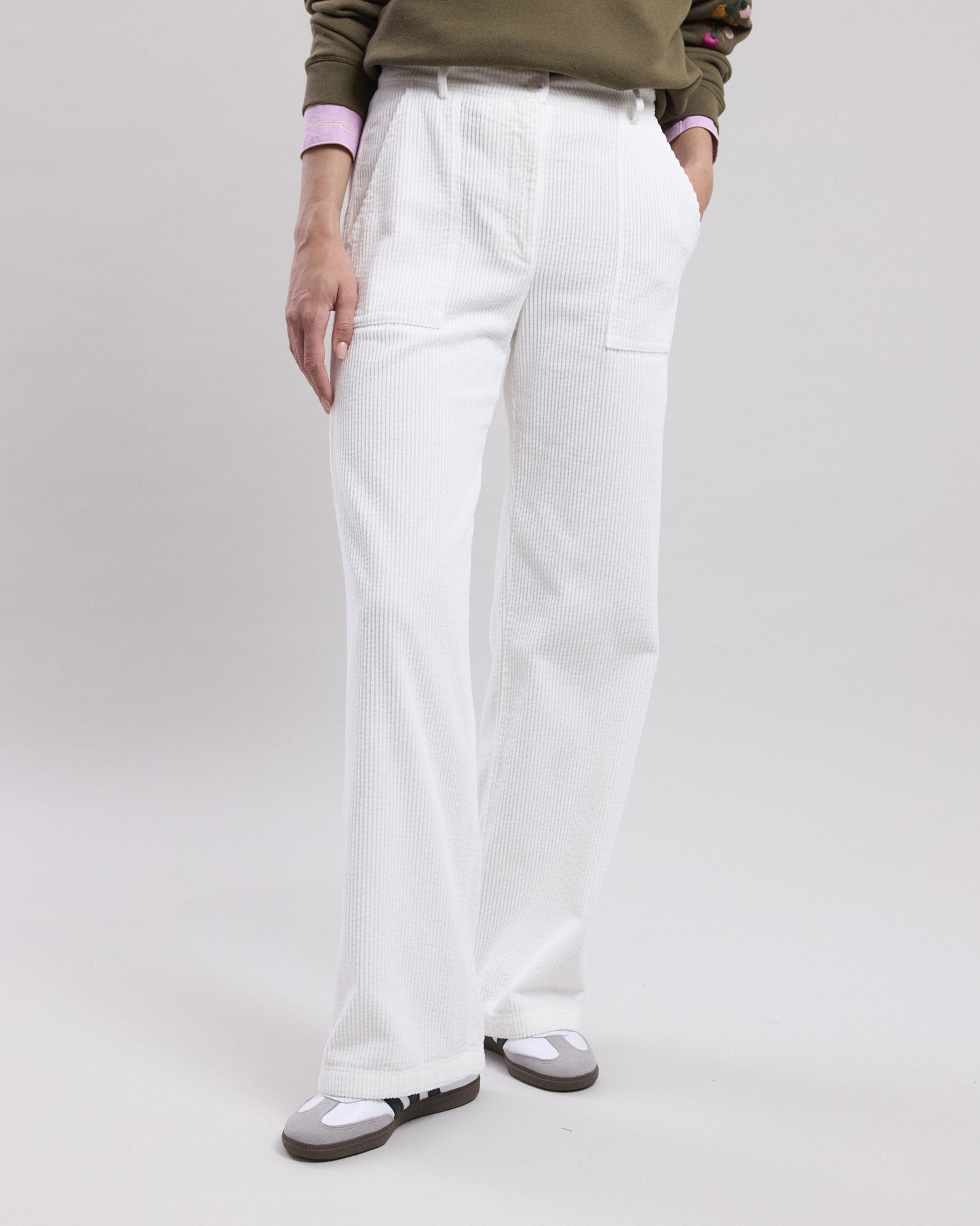 Pantalon Femme en velours côtelé Ecru Patel