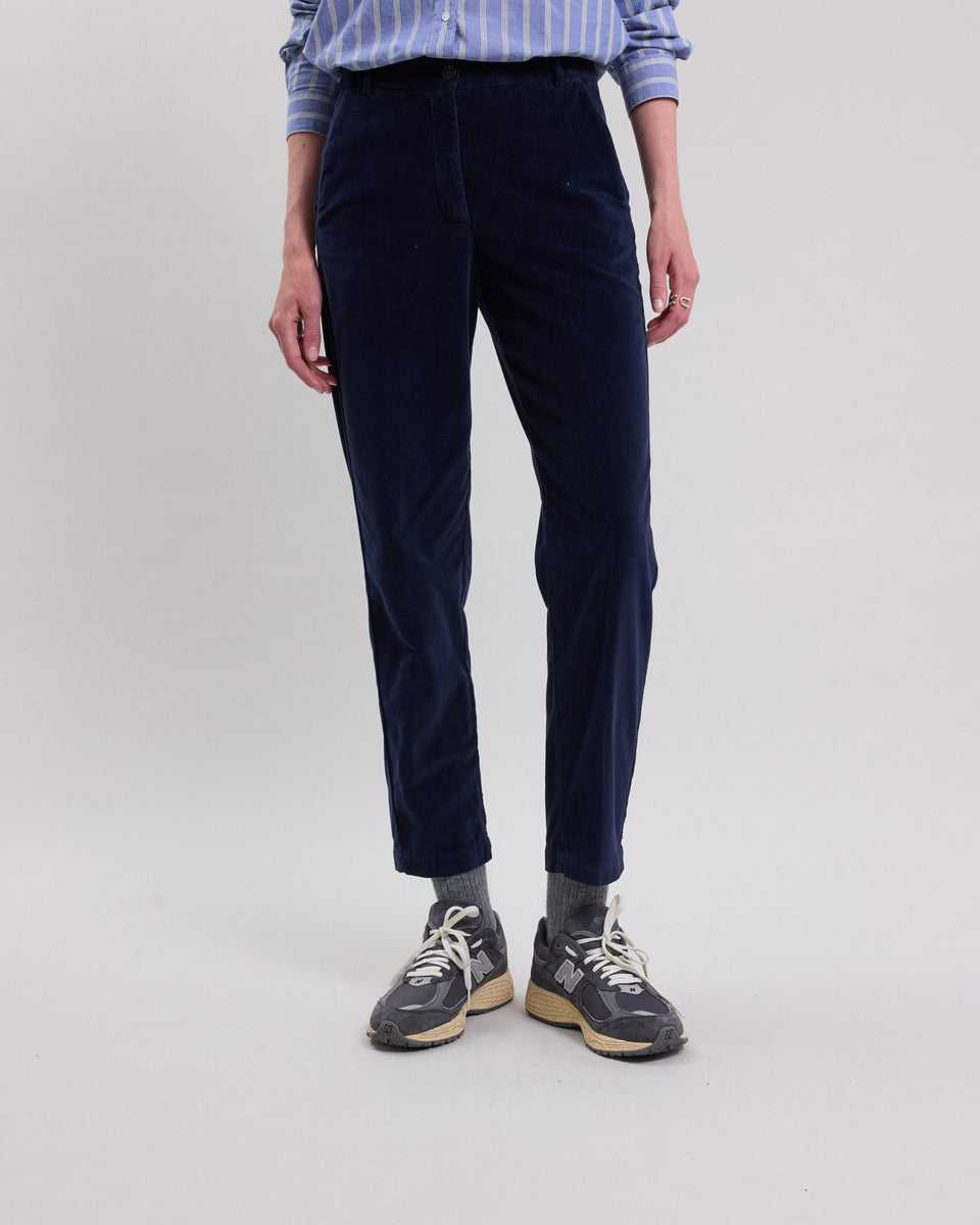 Perfect Women's navy blue velvet Pants - Image alternative