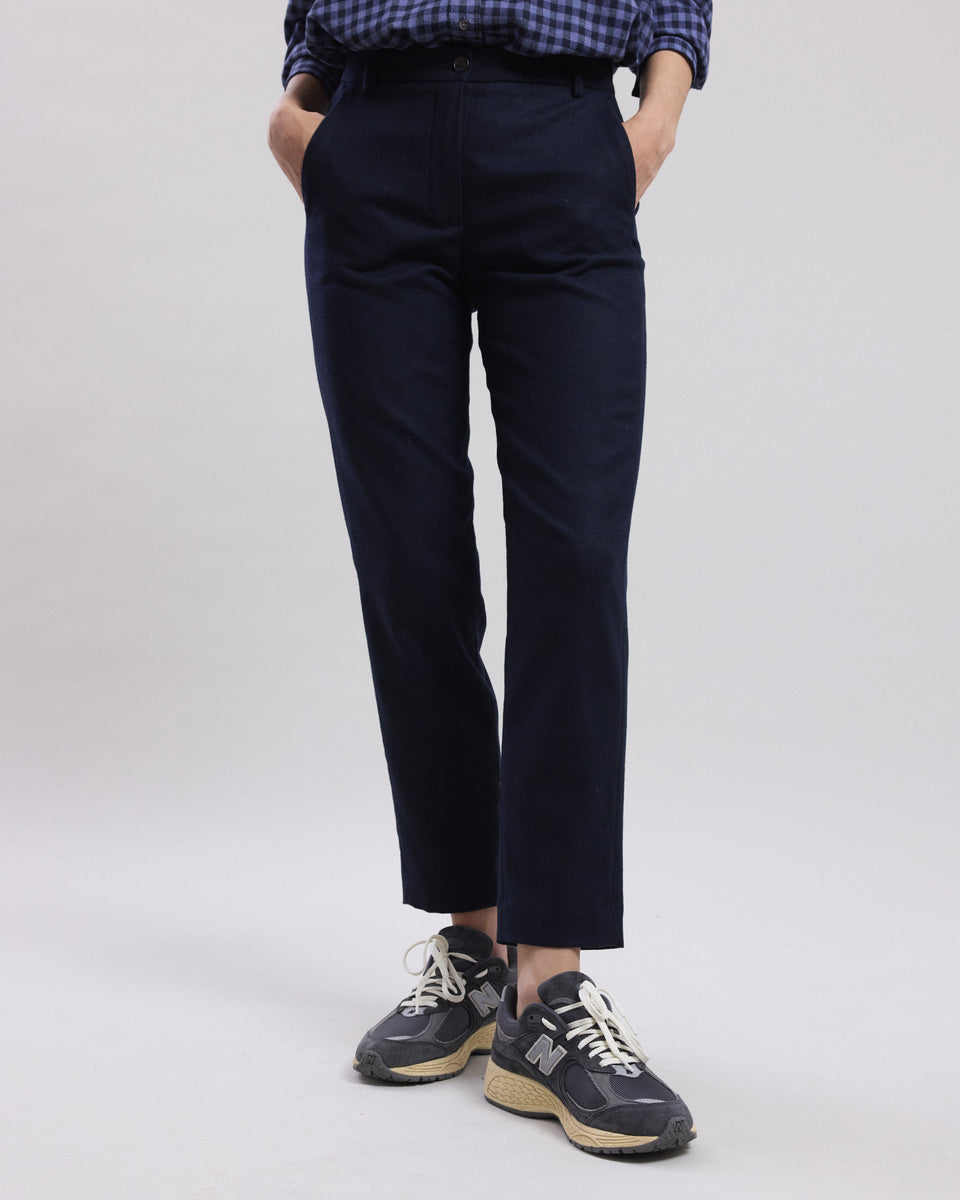 Perfect Women's navy blue wool blend flannel Pants - Image alternative