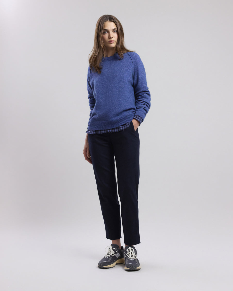 Pantalon Femme en flanelle de laine mélangée Bleu Marine Perfect - Image principale