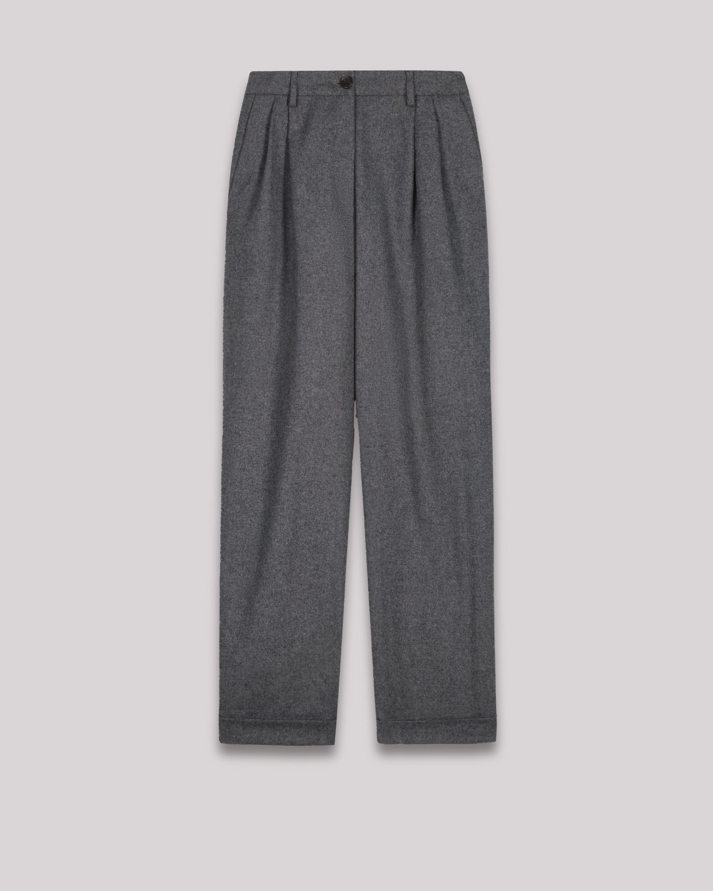 Pantalon Femme en flanelle de laine mélangée Gris Poete